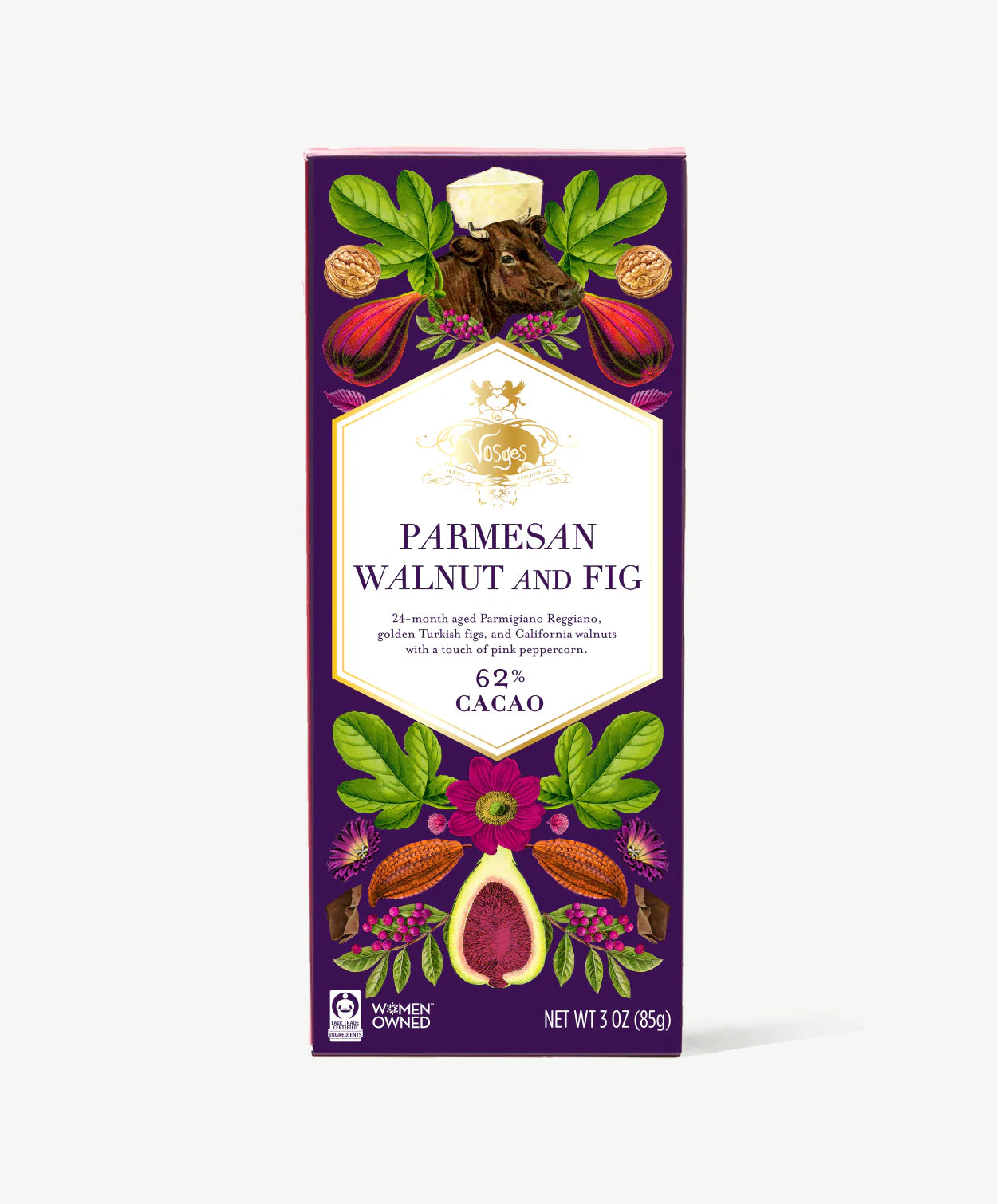 Premium Parmesan Cheese, Walnut & Fig Dark Chocolate Bar - Gourmet Gift for Holidays, Parties & Dessert Pairing