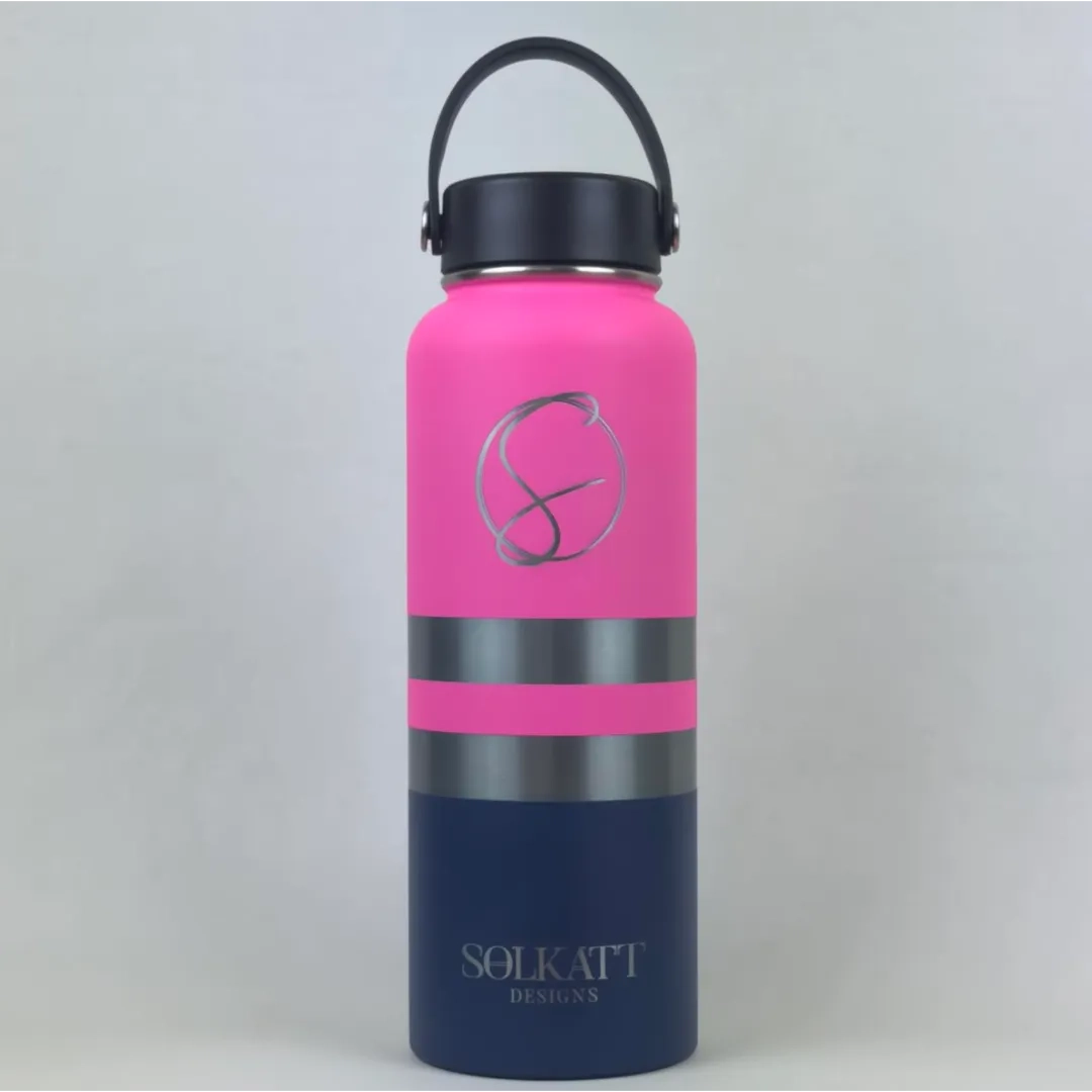 Plastered Pink Insulated Stainless Steel Water Bottle 1.2L (40oz) - Leakproof & BPA-Free for Work, Gym & Outdoor Activities