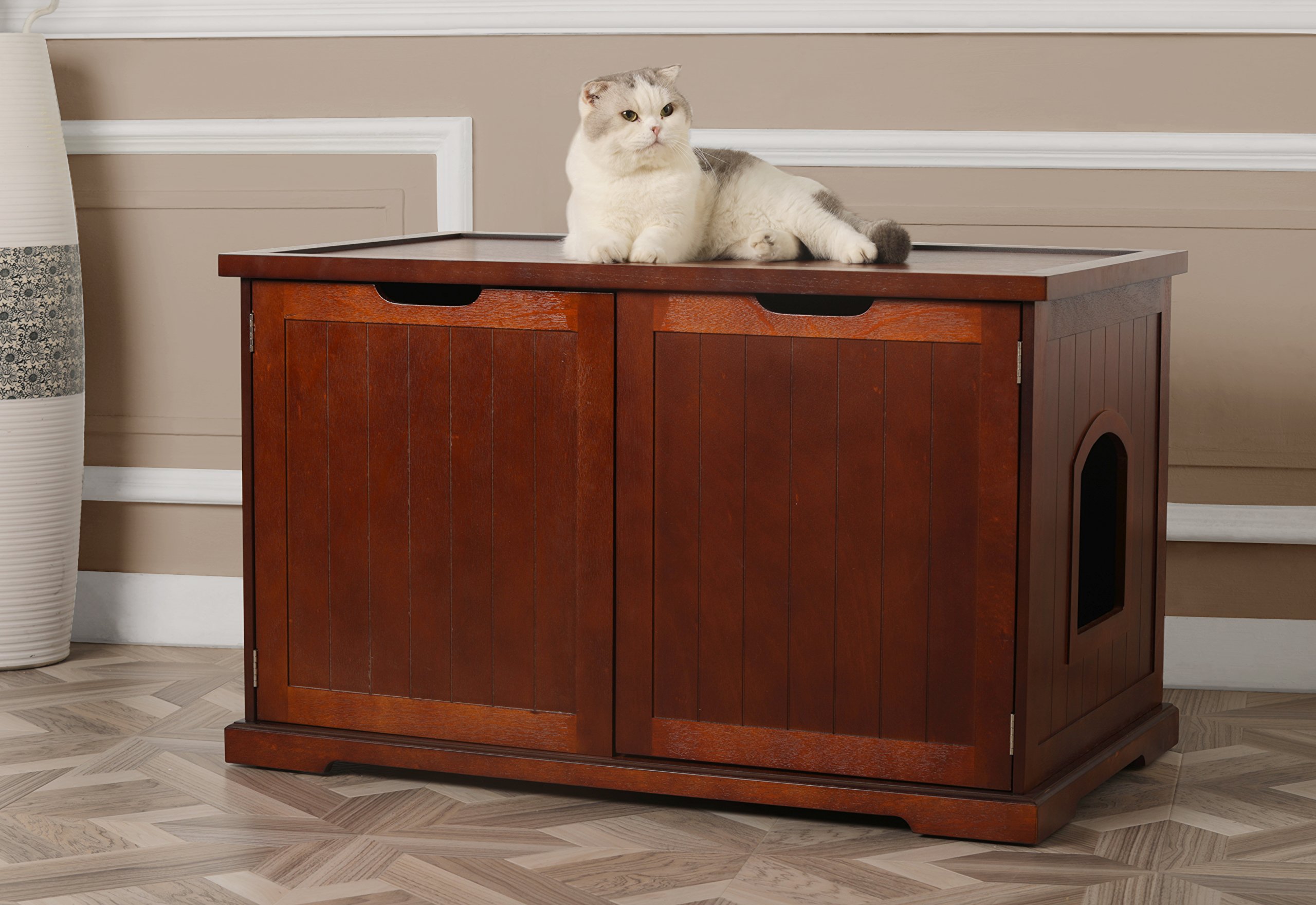 Merry Pet Cat Washroom Bench - Foldable Cat Litter Box Enclosure with Storage Shelf for Small Spaces | Perfect for Apartments & Bathrooms