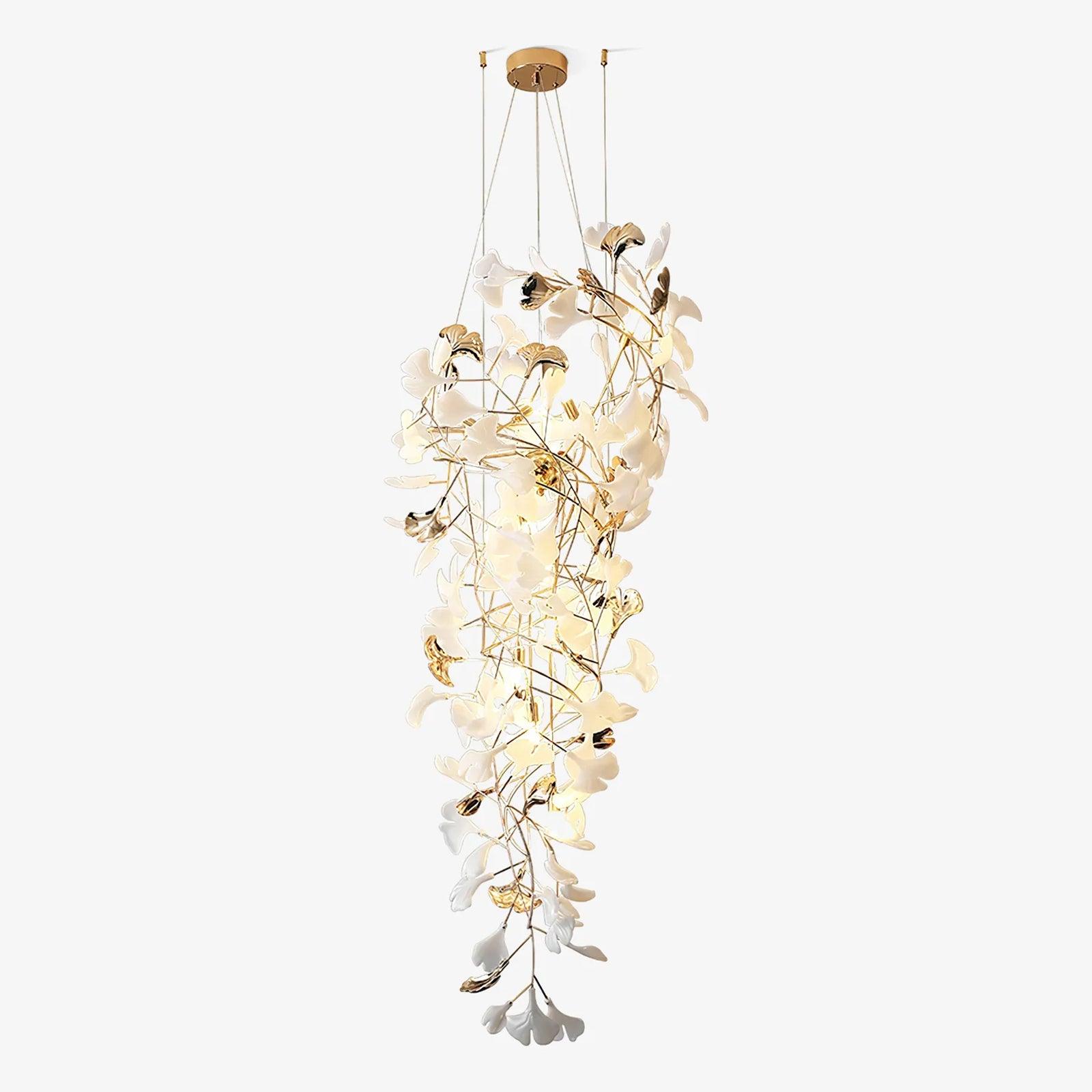 Ginkgo Eye Chandelier - Elegant Leaf Design Ceiling Light for Living Room, Dining Room, Bedroom - Perfect for Home Decor and Ambient Lighting