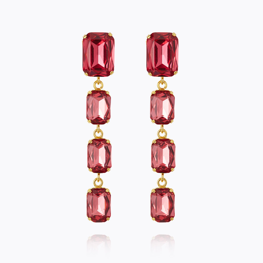 Lydia Long Drop Earrings for Women - Elegant Mulberry Red Dangle Earrings | Perfect for Parties, Weddings & Evening Events