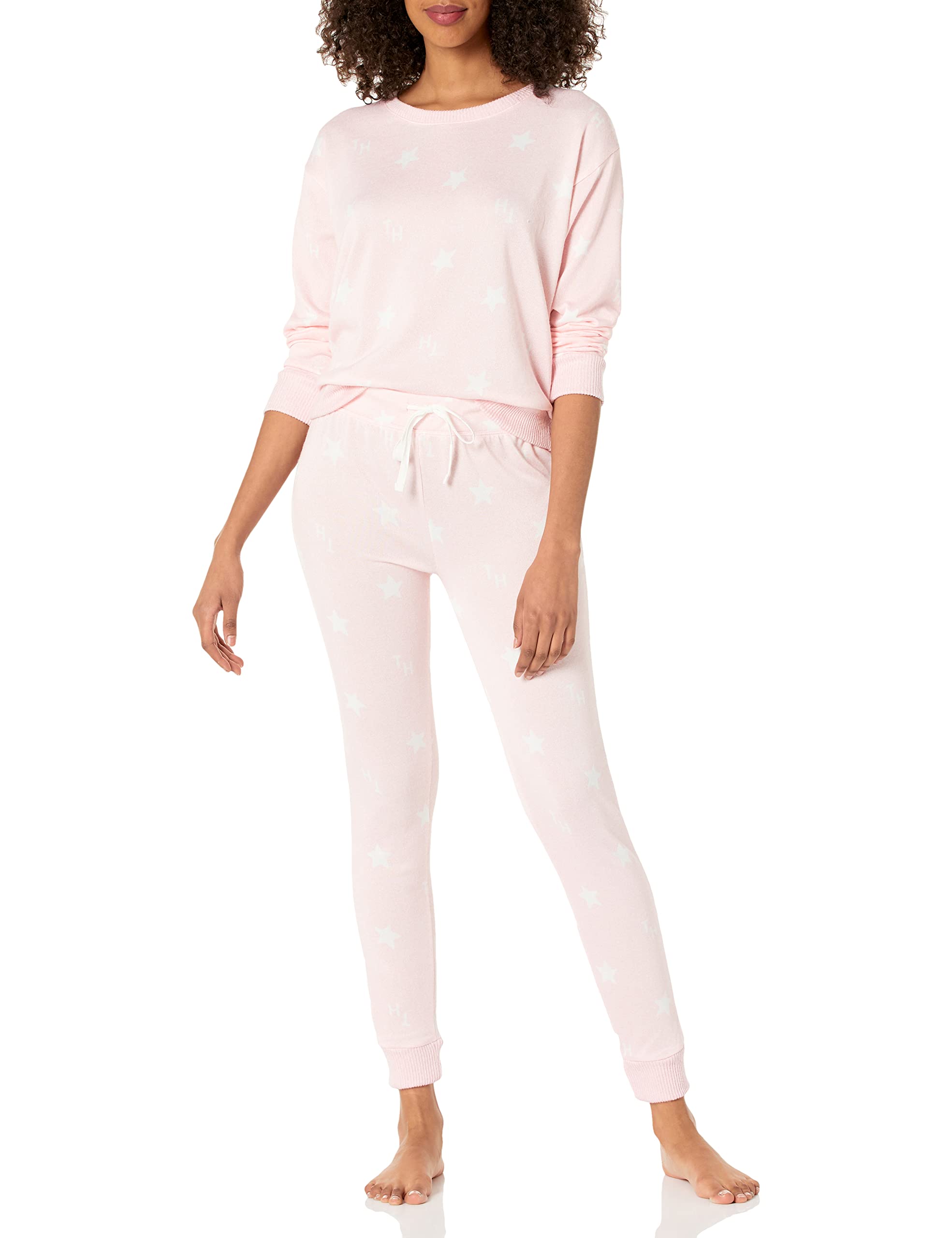 Tommy Hilfiger Women's Hacci Pullover & Jogger Sleep Pajama Set - Cozy Loungewear for Relaxing at Home or Overnight Stays