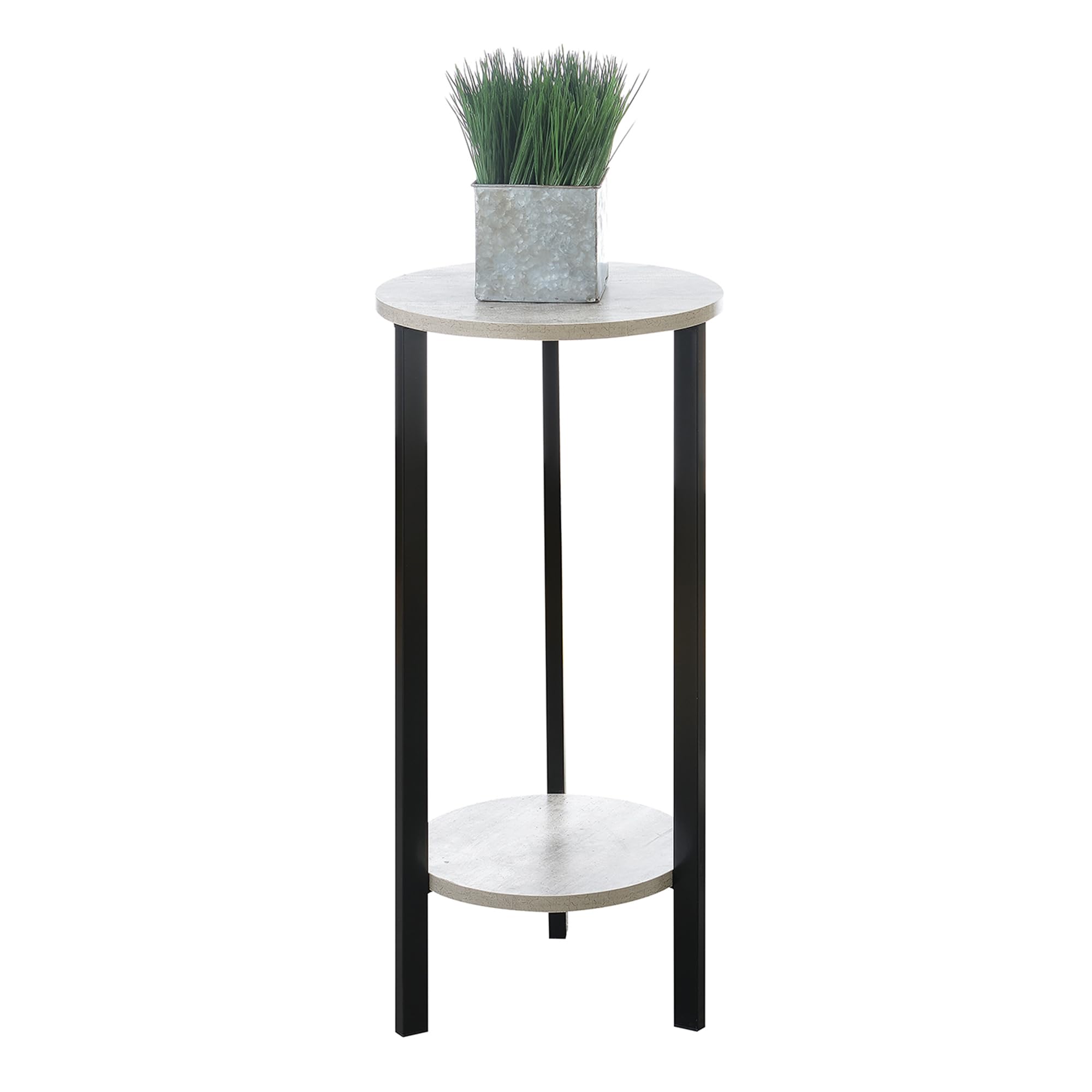 Convenience Concepts Graystone 31 Inch Tall Modern Plant Stand with Faux Birch Finish & Black Metal Frame - Perfect for Indoor Plants, Home Decor, Living Room, Office & Garden Display