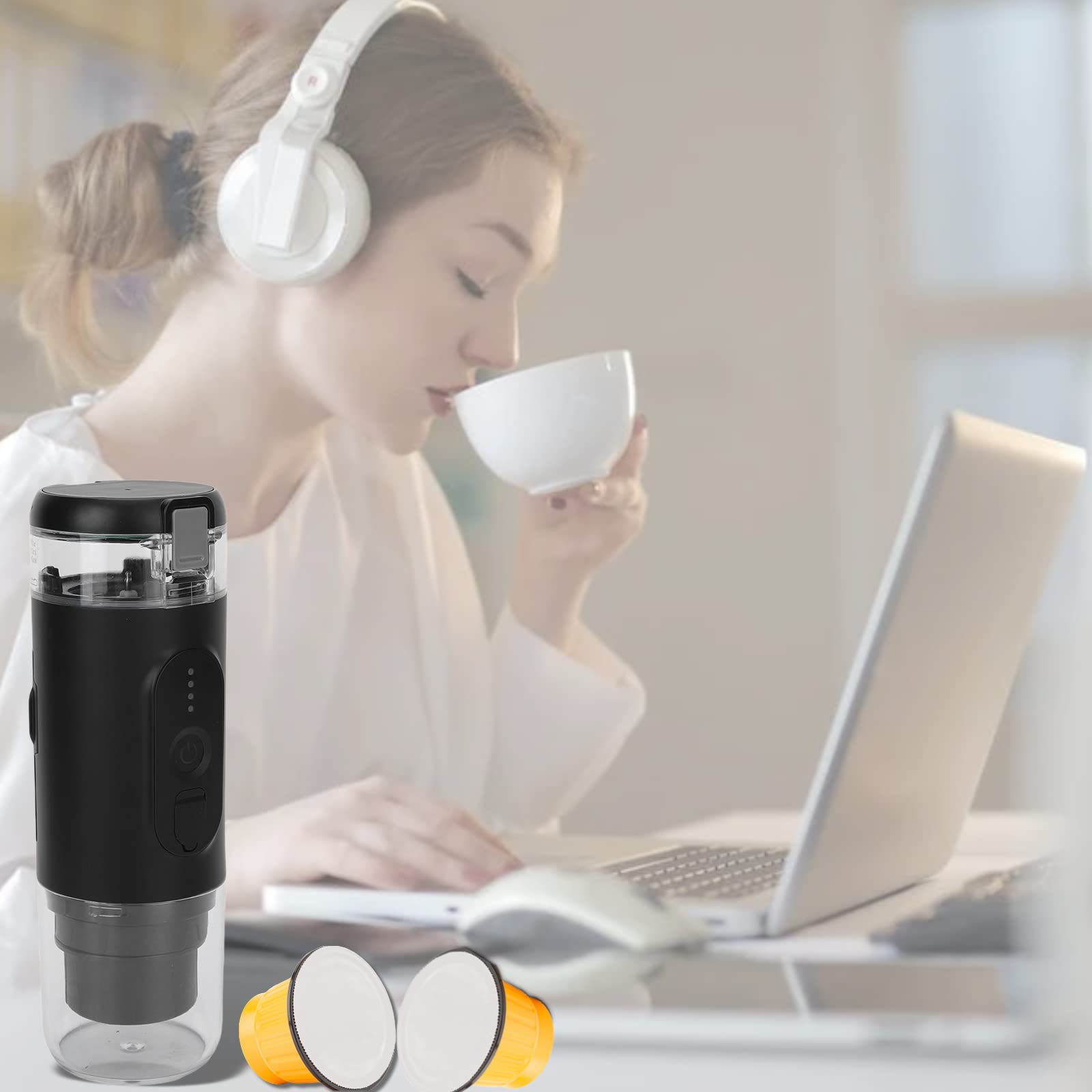 Rosvola Portable Espresso Maker - Manual USB Rechargeable Travel Coffee Machine for Nespresso Capsules & Ground Coffee | Perfect for Camping, Hiking, RV Trips, Office & Outdoor Adventures