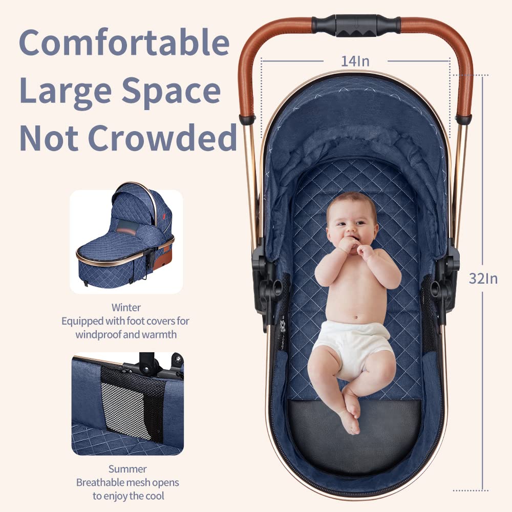 Premium Baby Stroller with Infant Car Seat & Detachable Bassinet - Lightweight Travel System for Newborns (Black with Base) | Perfect for Shopping, Travel & Daily Walks