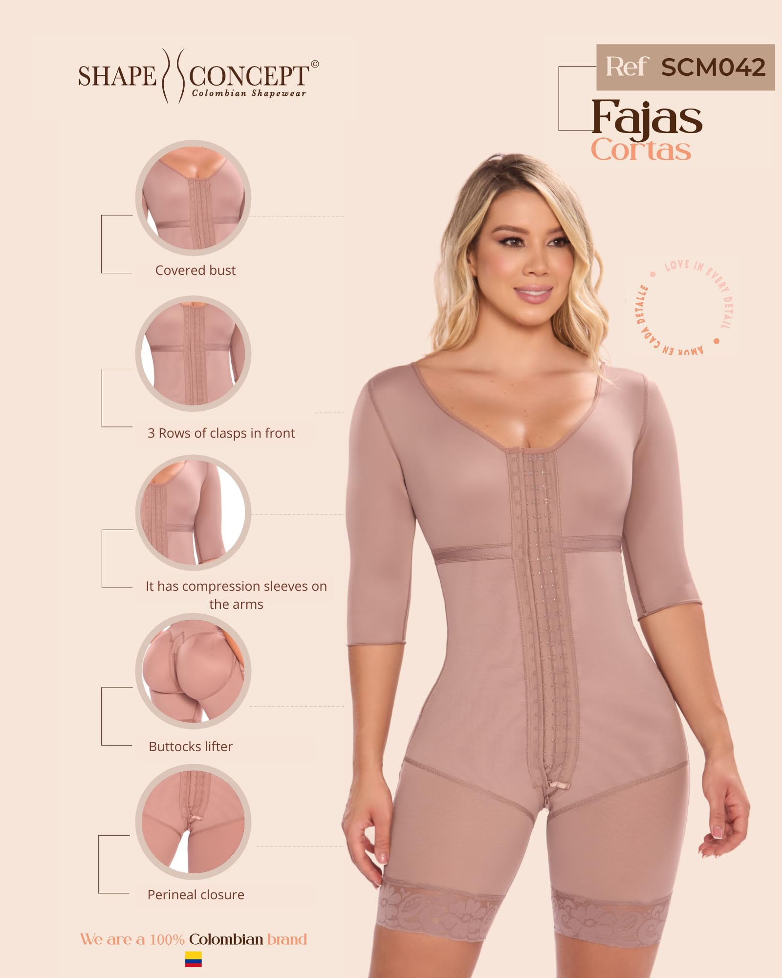 SHAPE CONCEPT Colombian Shapewear - Tummy Control Body Shaper for Women | Postpartum Waist Trainer & Slimming Girdle for Everyday Wear & Special Occasions