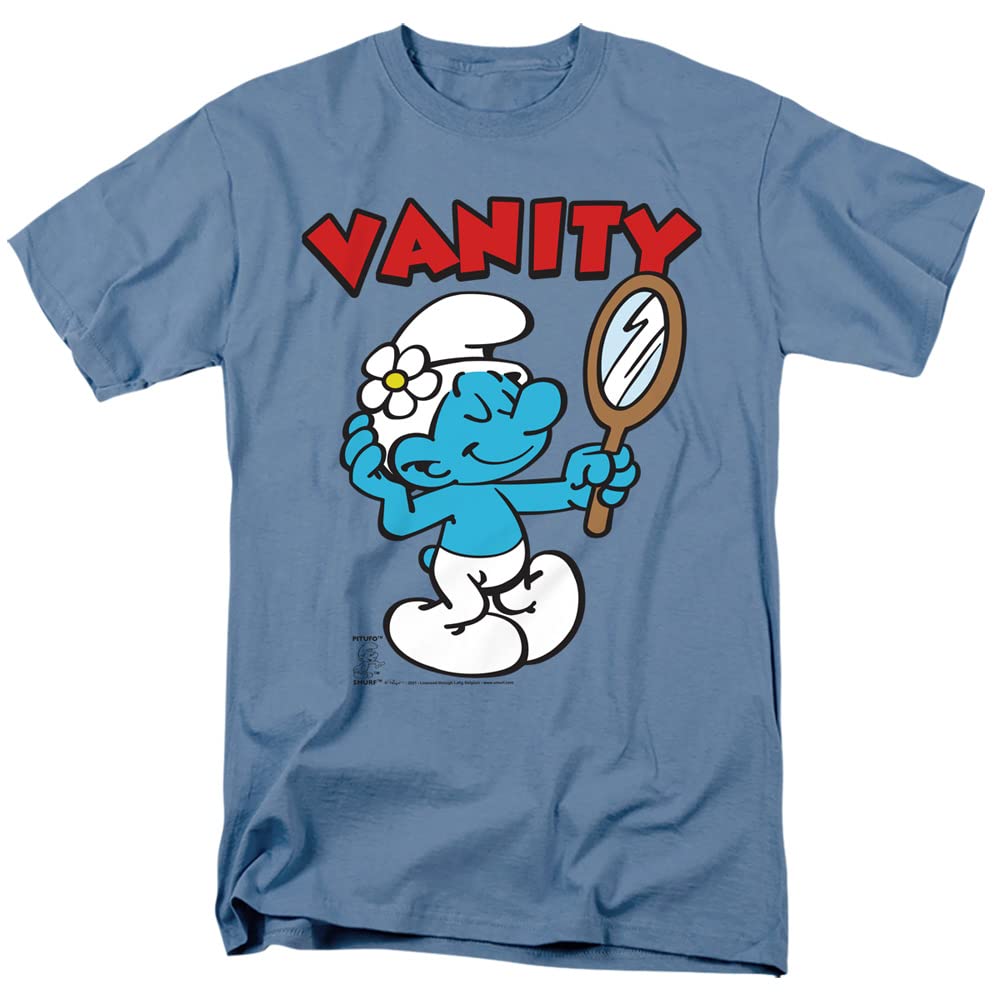 Smurfs Vanity Unisex Adult T-Shirt - Carolina Blue, Large Size | Casual Wear, Cosplay, Gift for Fans