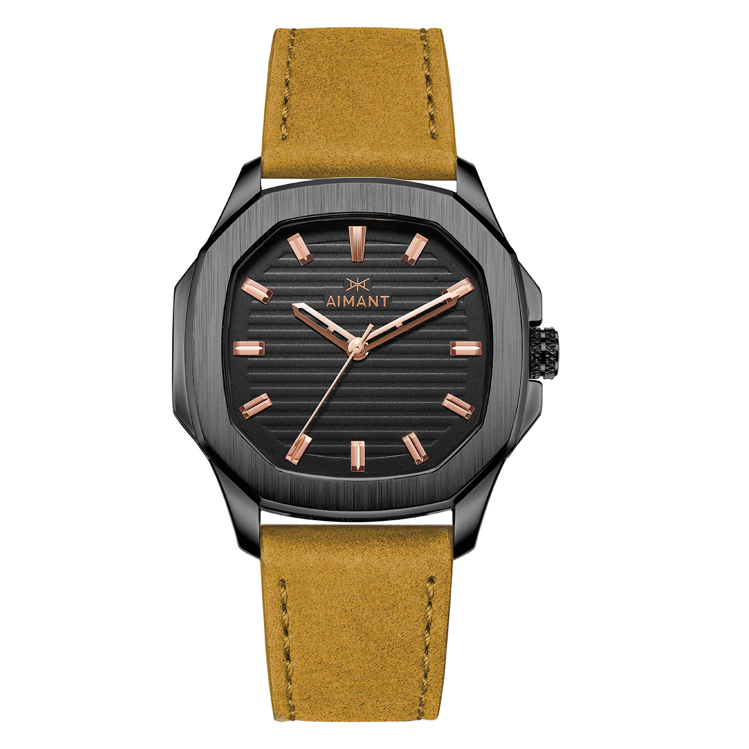 AIMANT Milan 42mm Men's Analog Leather Strap Watch - Classic Business & Casual Timepiece for Office, Date Night & Everyday Wear