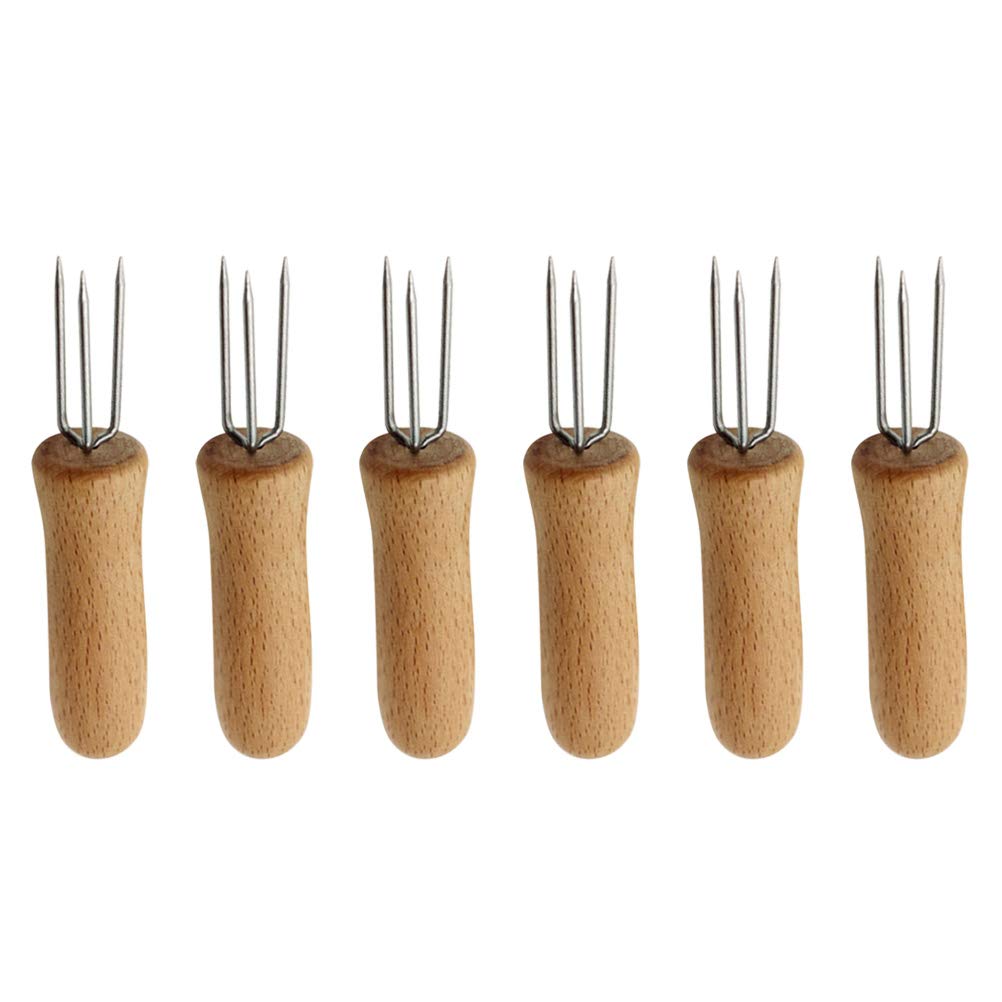DOITOOL 6-Piece Stainless Steel Corn Holders - Corn Grips & Food Forks for Eating Corn on the Cob, Fruits, and Vegetables - Perfect for BBQs, Picnics, and Family Dinners