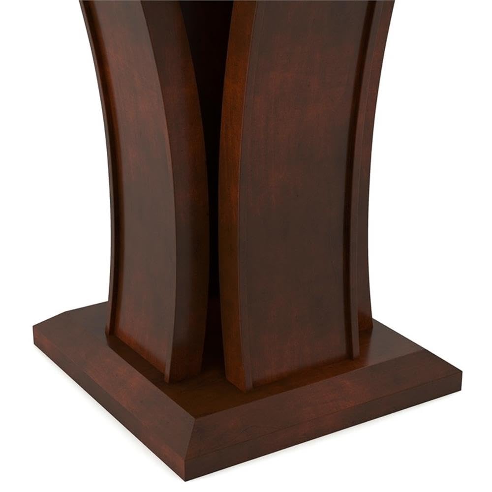 BOWERY HILL Modern End Table - Solid Wood, Wood Veneer & MDF with Glass Top in Cherry Finish | Perfect for Living Room, Bedroom or Office Decor