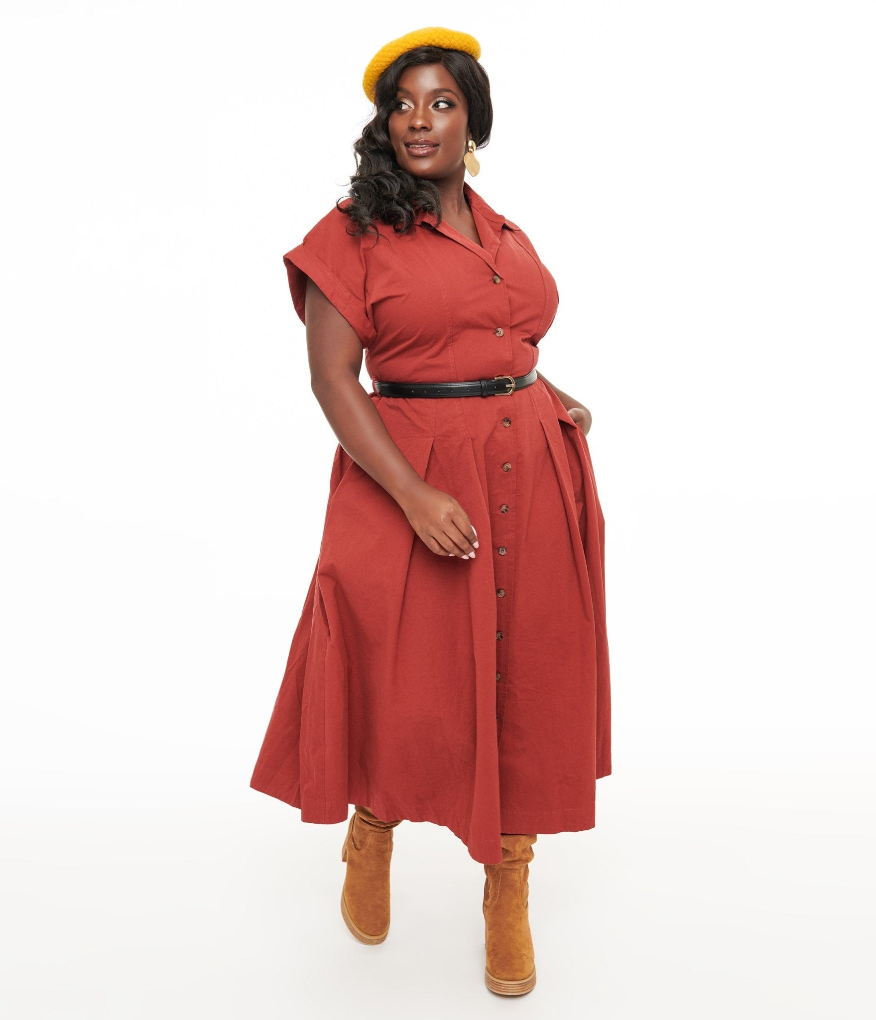 Plus Size Floral Print Midi Shirt Dress for Women - Comfortable & Stylish Casual Wear for Work, Office, and Summer Outings