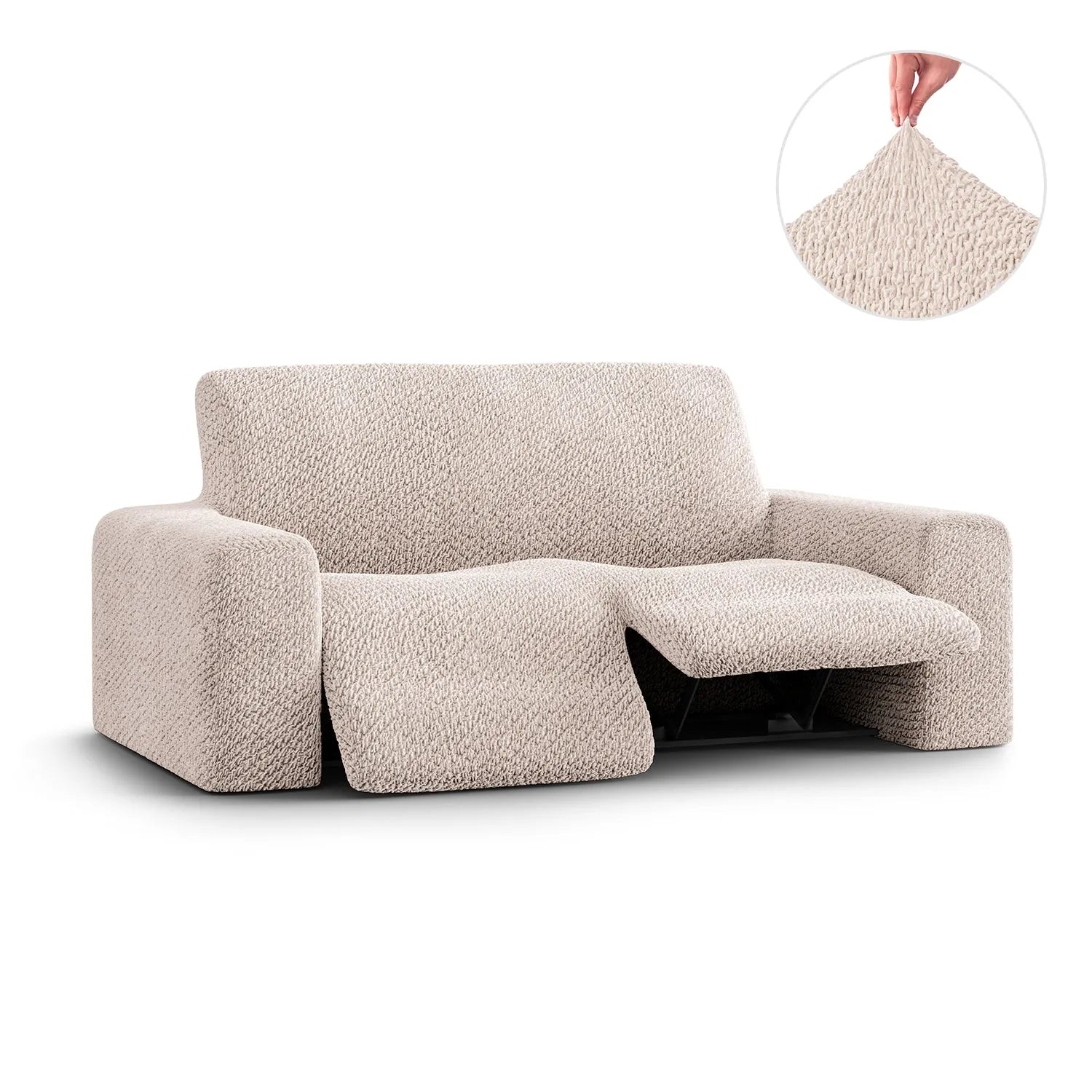 2 Seater Recliner Slipcover - Soft Velvet Stretch Sofa Cover with Elastic Hem, Perfect for Living Room Furniture Protection and Style Upgrade