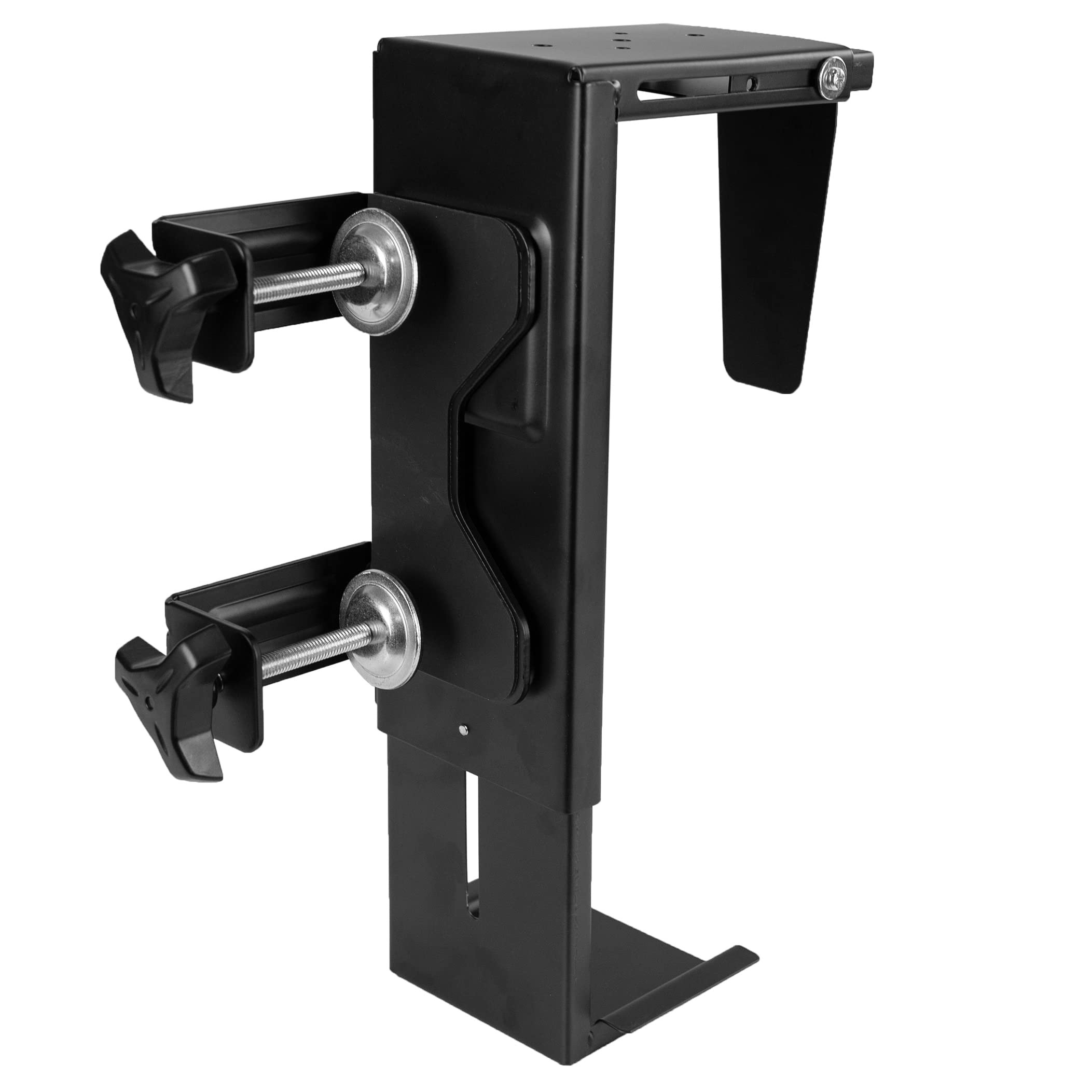 Adjustable Clamp-on Desk PC Mount - Under Desk CPU Holder Bracket for Computer Case | Tool-Free Installation | Black (MOUNT-PC01C) | Perfect for Home Office, Gaming Setup & Workspace Organization