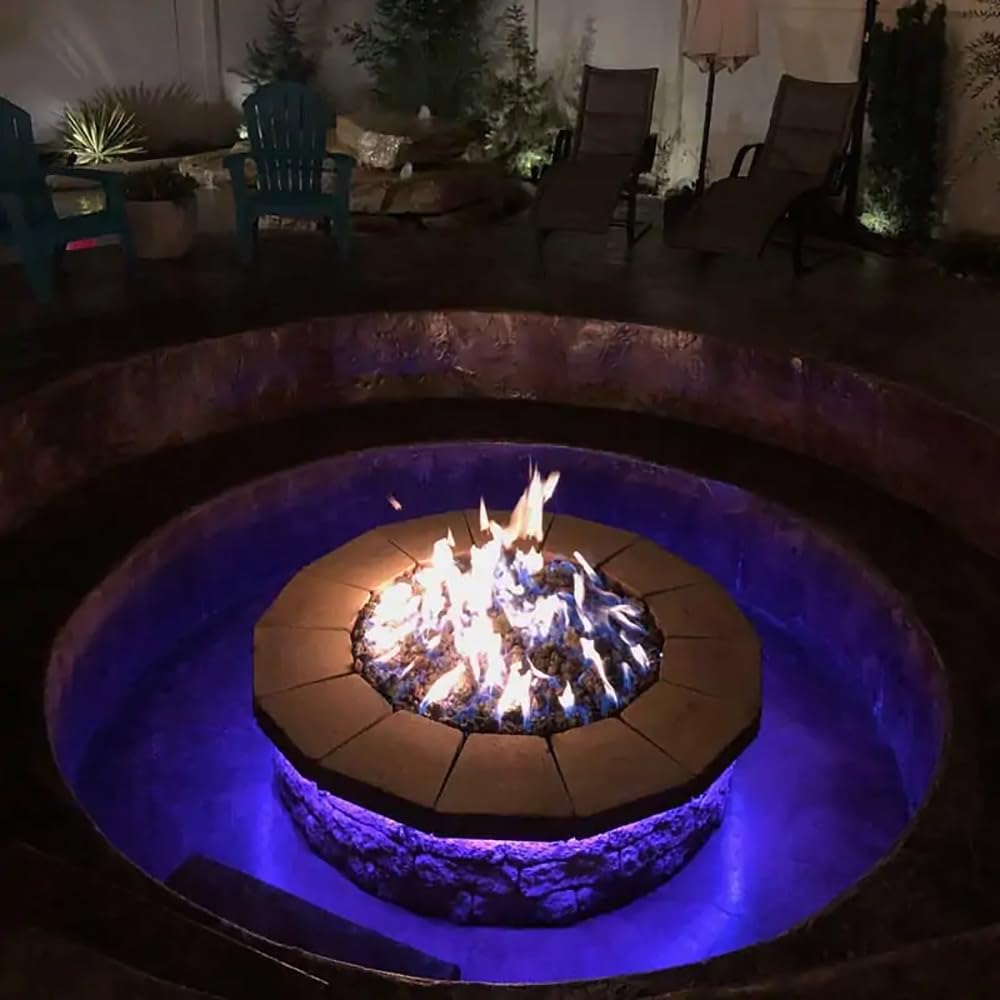 AFG Match Lit Fire Pit Burner Kit - 30 Inch Round Natural Gas Burner with Polished Chrome Finish, Flange, Key, Valve & Flex Line - Perfect for Outdoor Patio, Backyard Gatherings & Camping (SS-FR-30KIT-NG-MSCB)