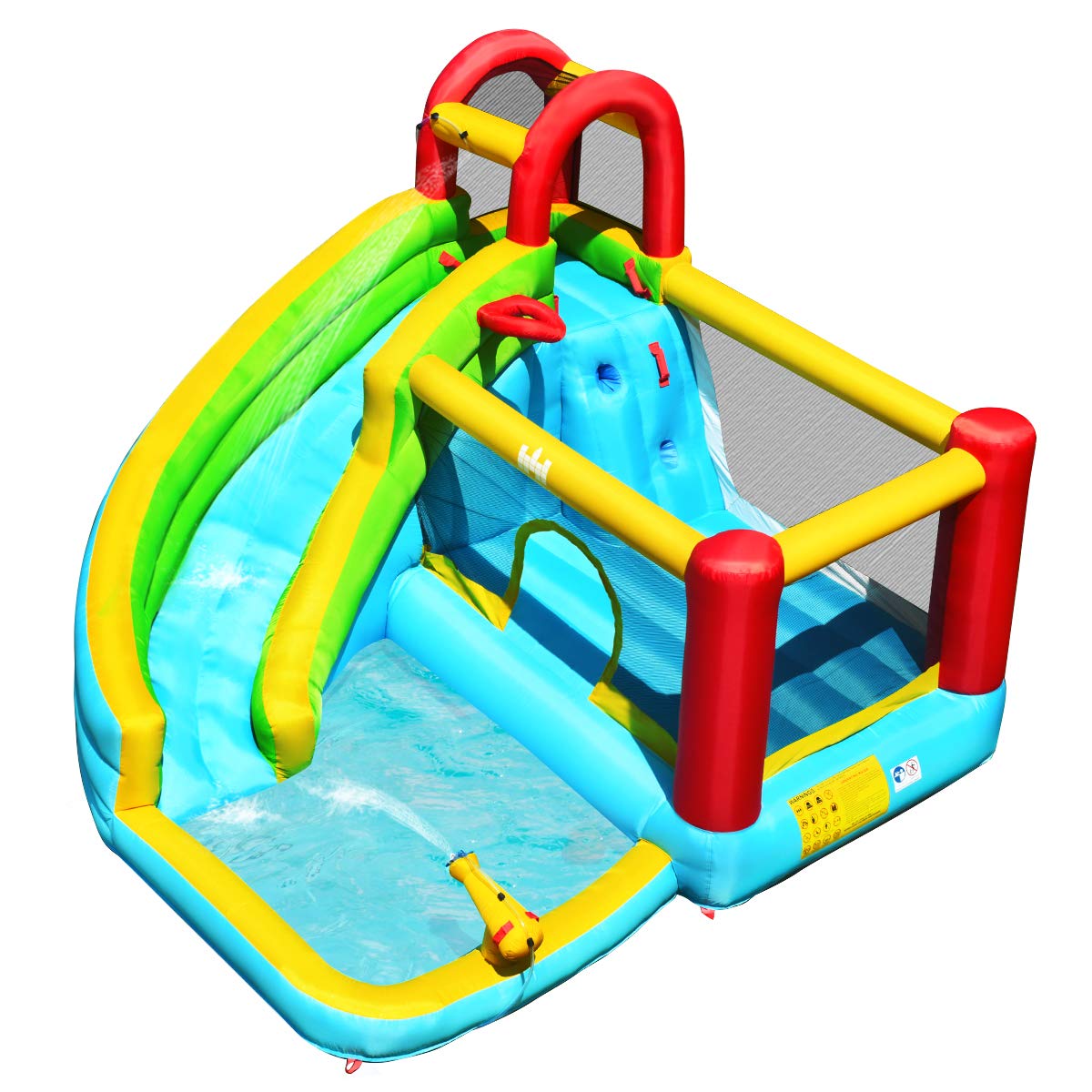 **HONEY JOY Inflatable Water Slide & Bounce House with Splash Pool & Climbing Wall - Indoor/Outdoor Blow Up Water Slide for Kids & Adults (735w Blower Included) - Perfect for Backyard Parties, Summer Fun & Family Gatherings**