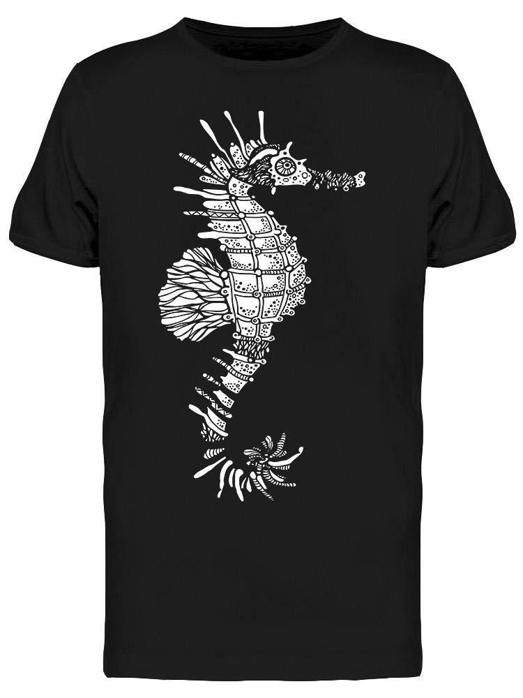 Hand Drawn Seahorse Graphic T-Shirt for Men - Casual Cotton Tee for Beach Outings & Summer Style