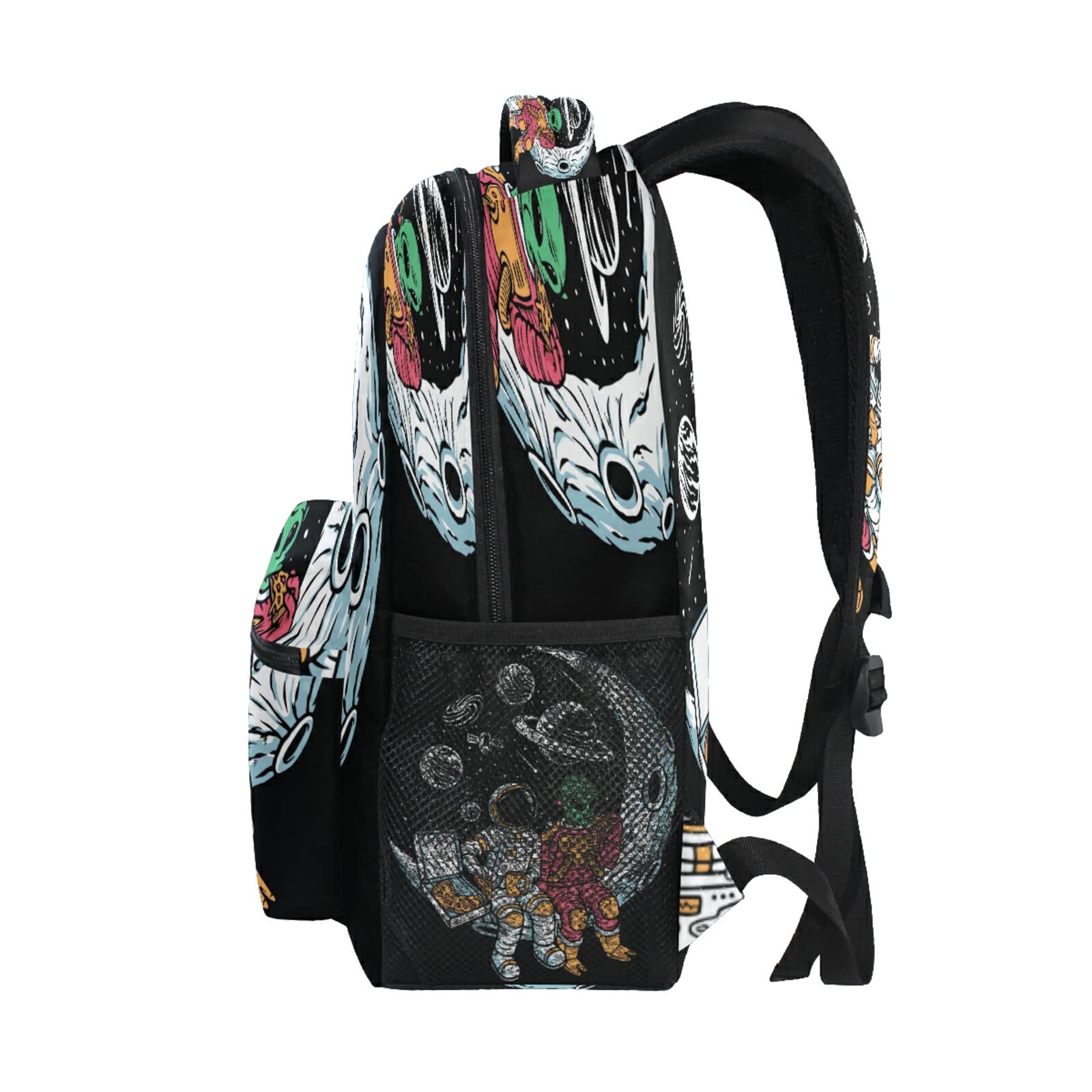Galaxy Astronauts Alien Themed Backpack - 16 Inch Laptop Bag with Double Zipper, Adjustable Shoulder Straps - Perfect for School, Travel & Sports | Casual Daypack for Men & Women