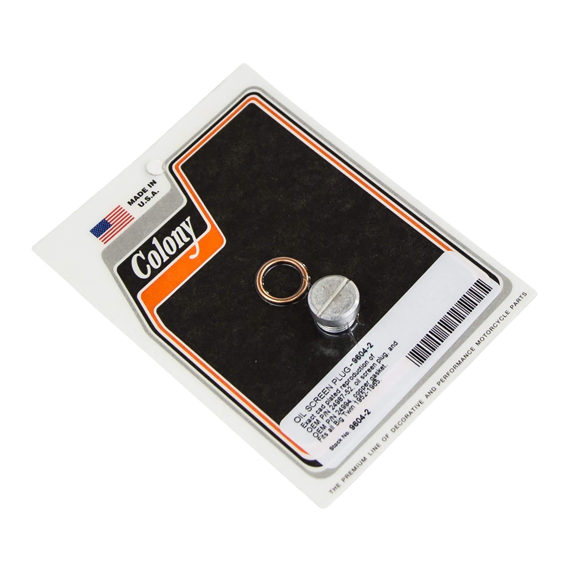 1952-1965 Harley Davidson Big Twin Oil Screen Plug #9604 2 - CAD Plated Replacement Part for Motorcycle Engine Maintenance & Repair