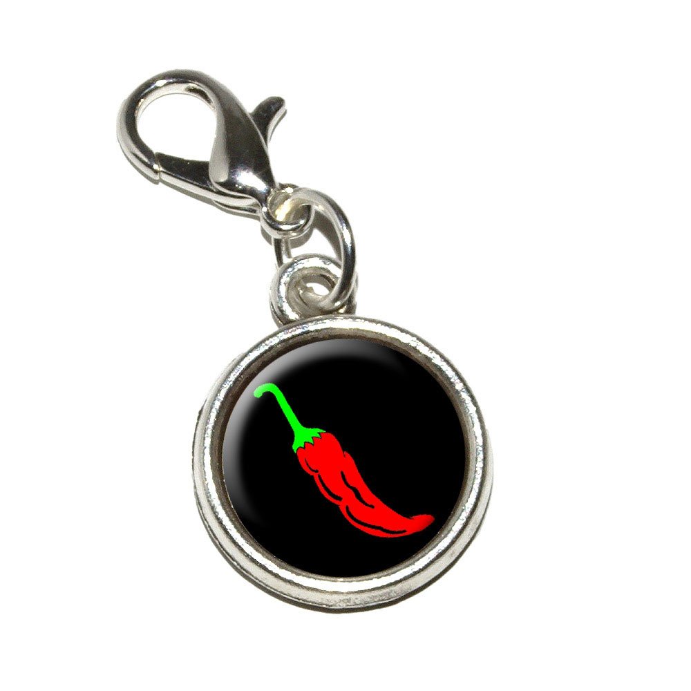 Southwestern Style Chili Pepper Antiqued Bracelet Pendant & Zipper Pull Charm with Lobster Clasp - Perfect for Jewelry Making, DIY Crafts & Accessorizing Bags