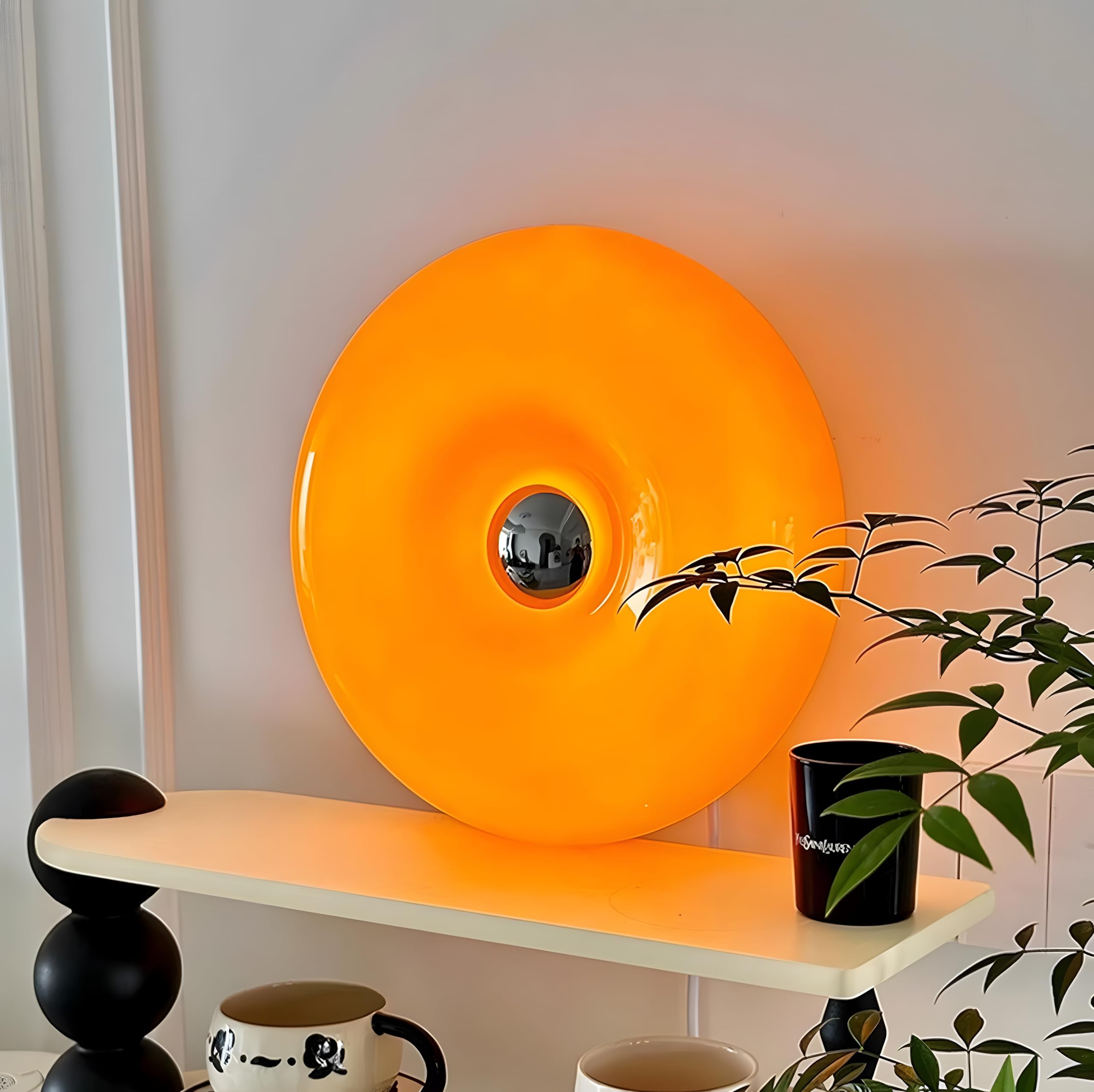 Creative Donut-Shaped LED Atmosphere Lamp - Plug-in Wall Light & Table Lamp for Bedroom, Corridor, Living Room - Modern Orange Night Light for Cozy Home Decor & Warm Ambiance