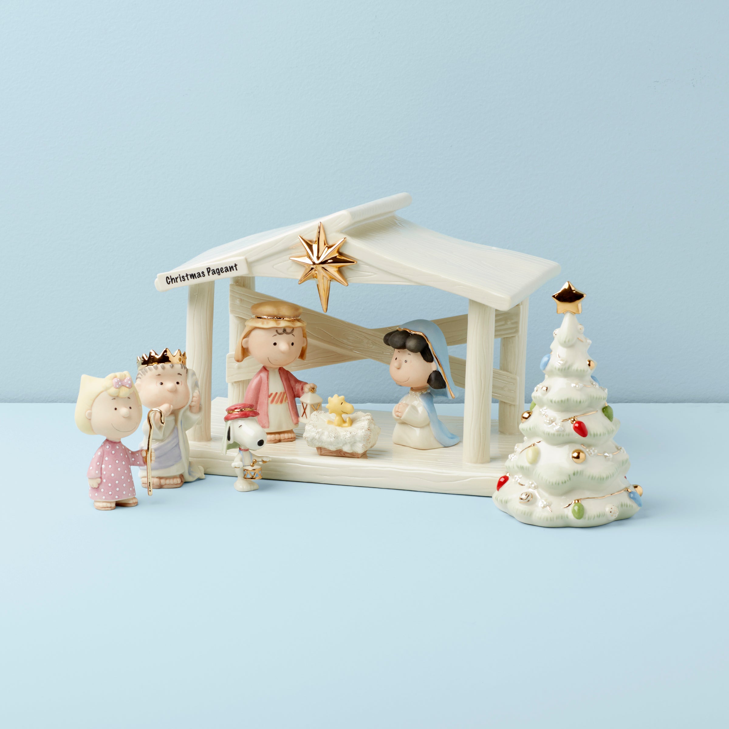 8-Piece Christmas Nativity Scene Set - Peanuts Themed Holiday Decor for Home, Church & Office Celebrations