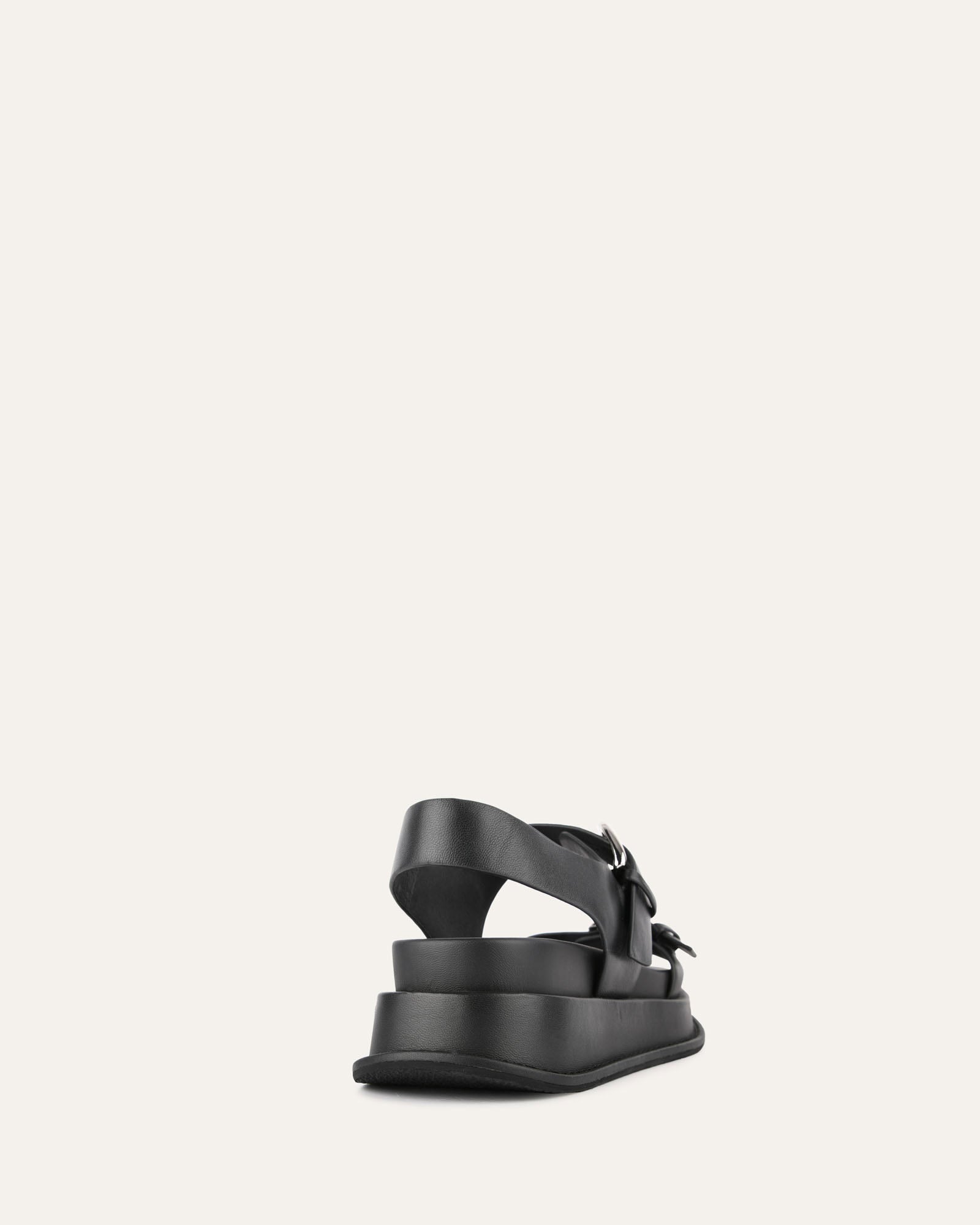 Black Leather Mabel Flat Sandals for Women - Comfortable Casual Summer Shoes for Beach, Walking & Everyday Wear