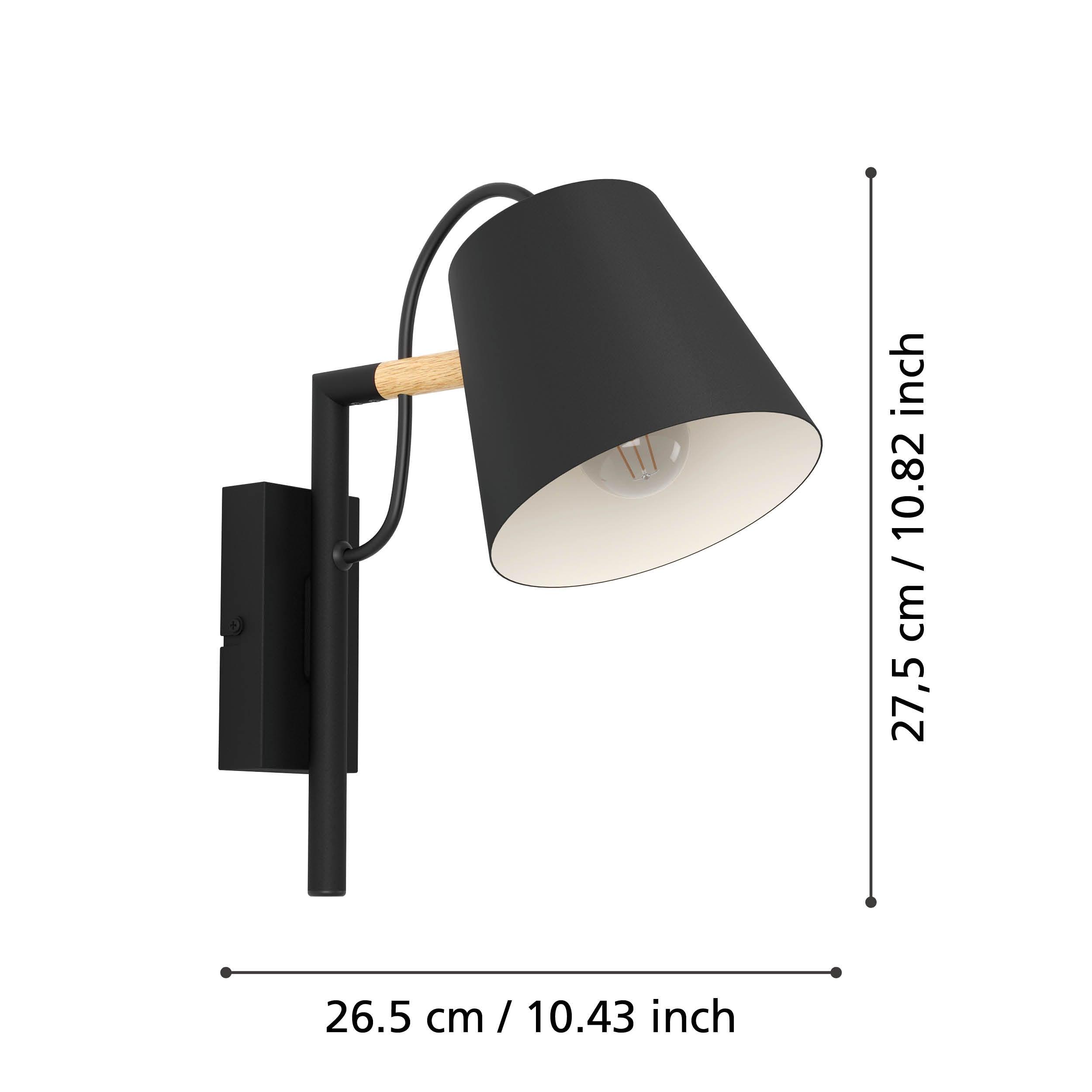 Eglo Lacey Black Linear Wall Light - Modern LED Sconce for Bedroom, Living Room & Hallway Lighting - Dimmable Indoor Wall Lamp with Adjustable Arms