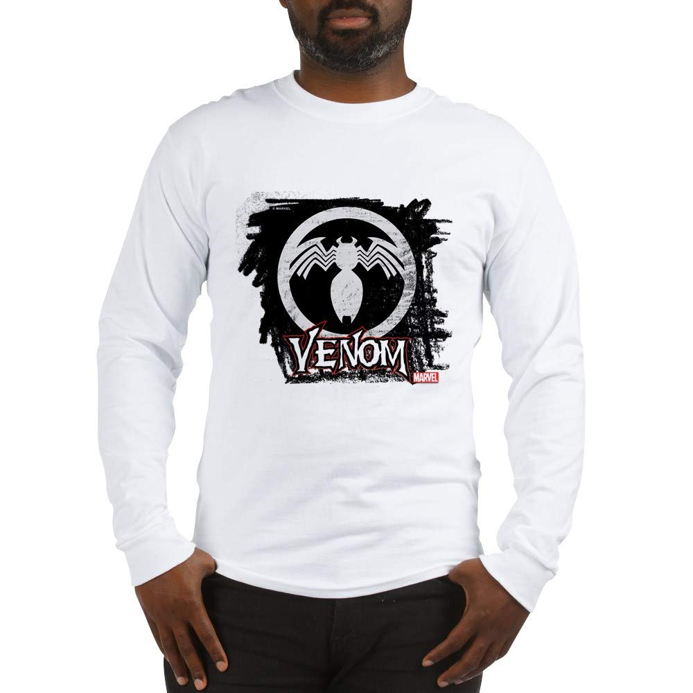 Venom Chalk Long Sleeve T-Shirt for Men & Women | Marvel Superhero Graphic Tee | Comfortable Cotton Shirt for Casual Wear, Halloween Costume & Comic Con Outfits