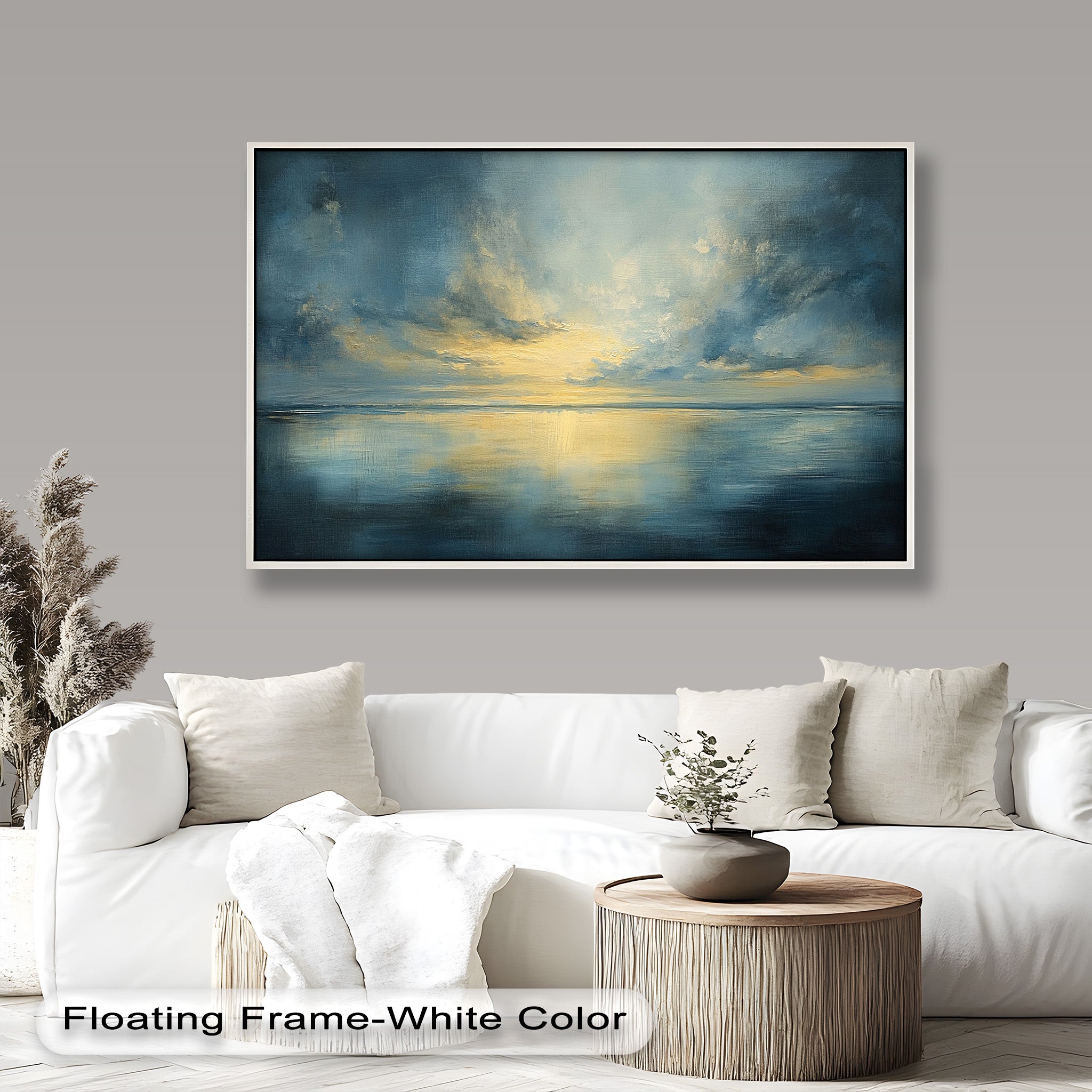 Coastal Wall Art - Sunset Reflection Seascape Oil Painting for Beach House Decor | Handmade Ocean Landscape Artwork | Living Room, Bedroom & Office Wall Decor