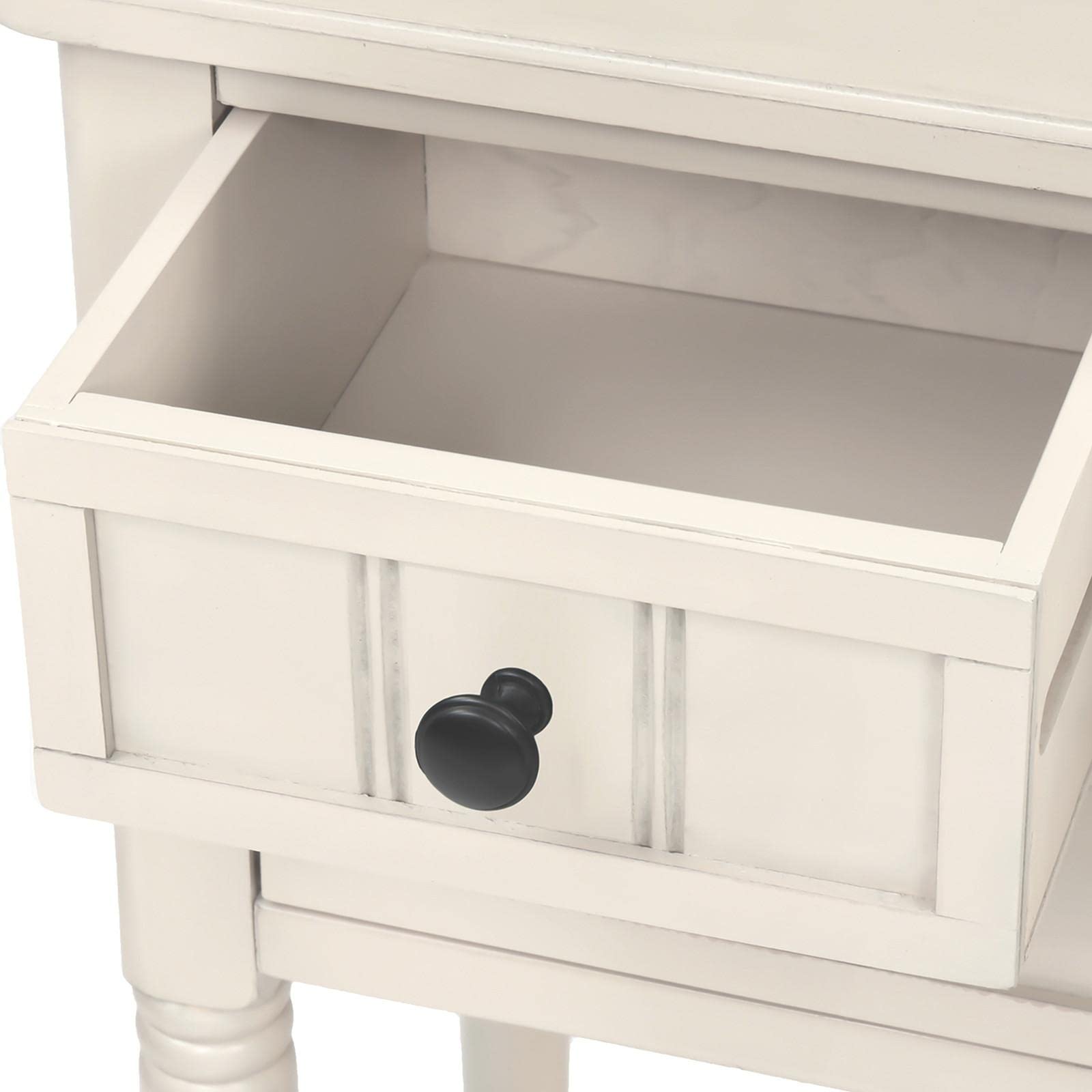 JINS&VICO Ivory Console Table with 3 Drawers & Bottom Shelf - Entryway Sofa Table, Sideboard for Living Room & Dining Room - Perfect for Hallway Storage & Home Decor