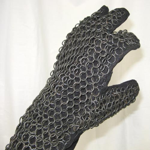 Men's Chainmail Leather Gauntlet Gloves - One Size Fits Most, Black - Perfect for Medieval Reenactment, LARP & Cosplay