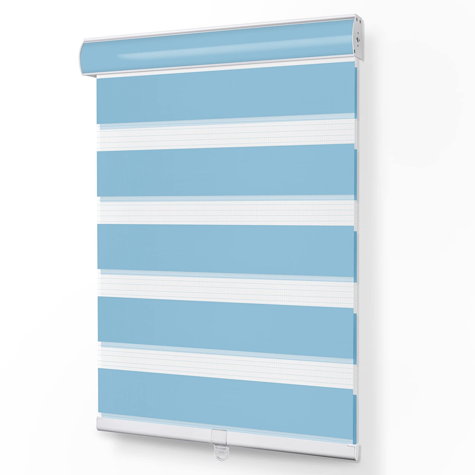 Keego Cordless Zebra Blinds for Windows - Light Filtering Roller Shades, Custom Cut to Size, Modern Window Coverings for Home, Kitchen, Bedroom & Office (Blue, 30