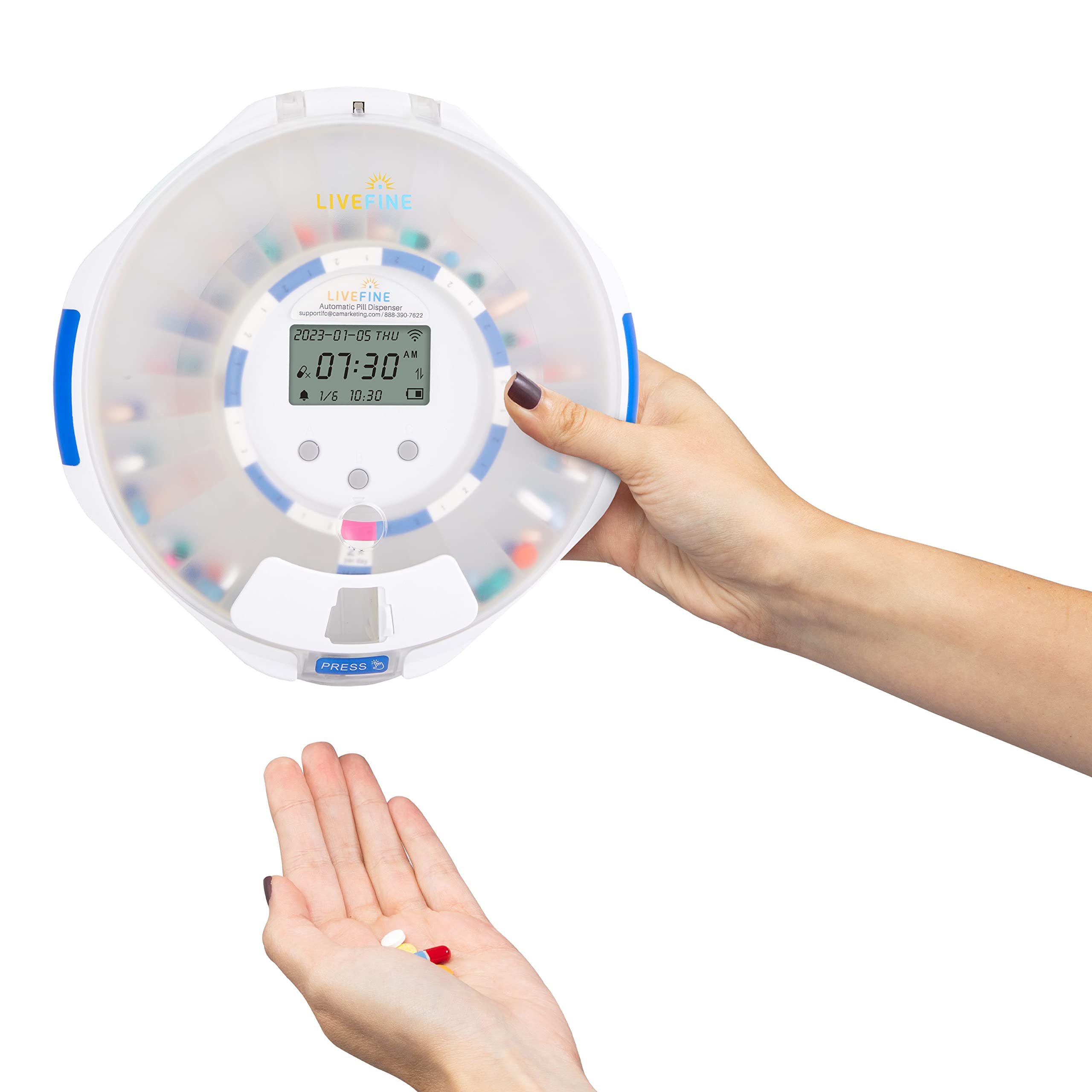 Smart WiFi Automatic Pill Dispenser with Frosted Lid – 28-Day Medication Organizer, 9 Daily Doses | Care Monitoring with Lock Key, Light & Sound Alarms for Prescriptions & Vitamins | Ideal for Elderly Care & Medication Management