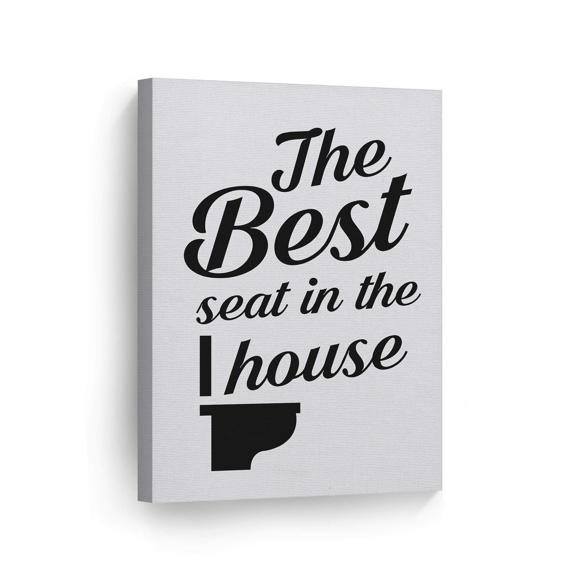 Funny Bathroom Wall Art - 'The Best Seat in the House' Canvas Print - Ready to Hang Toilet Decor (36x24) - Perfect for Home, Office, or Gift - Made in USA