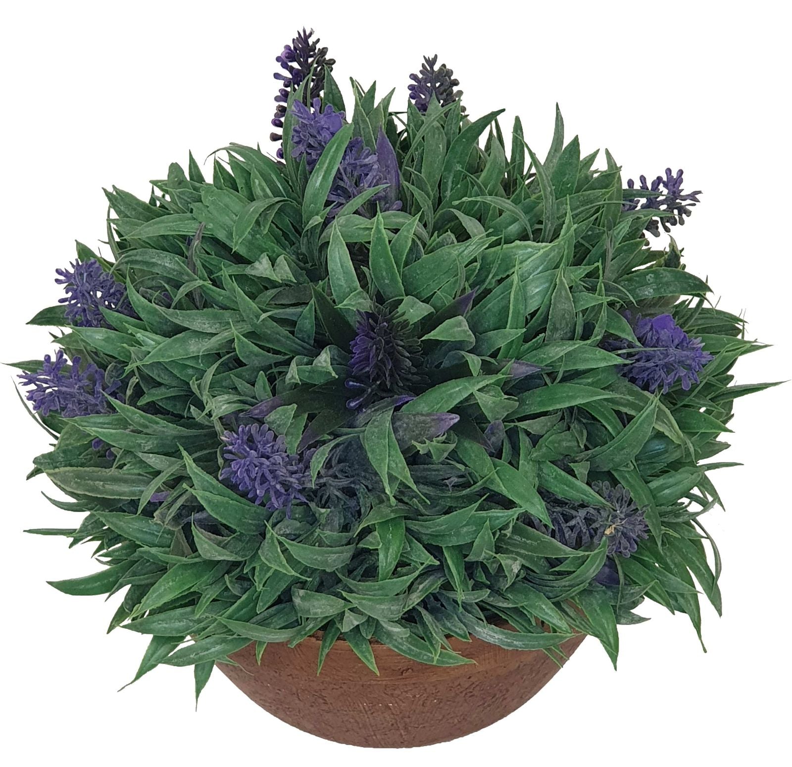 20cm Artificial Green Plant with Purple Flowers - Criterion Fake Plant for Home Decor, Office Desk, and Indoor Spaces