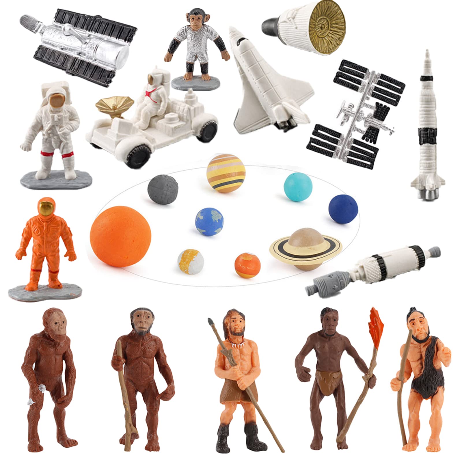 24-Piece Astronaut & Planets Solar System Playset - Outer Space Model Toy Figures for Kids, Boys & Girls - Perfect for Birthday Party Favors, STEM Learning & Pretend Play