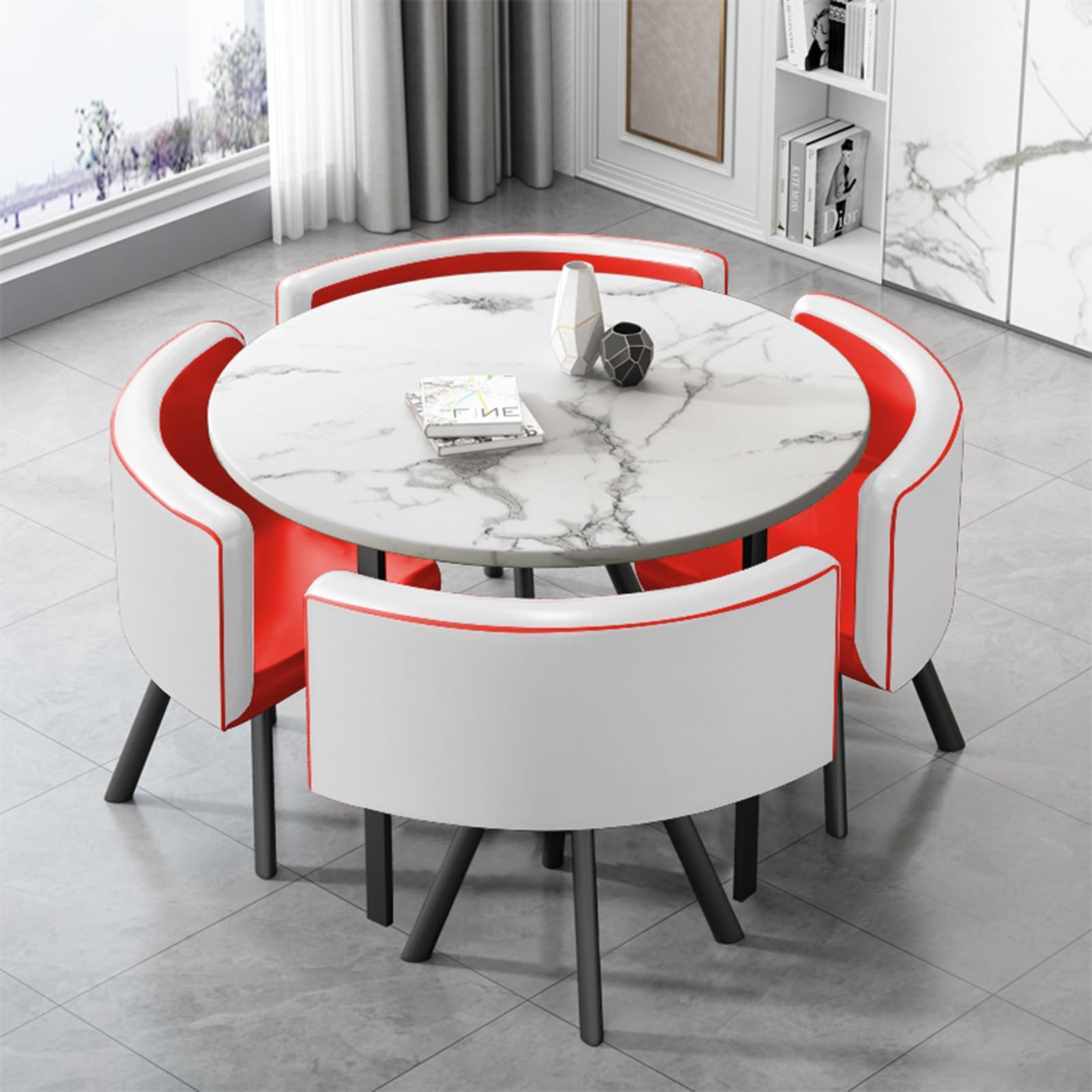 Modern Business Negotiation Dining Table and Chair Set - Stylish Reception Table & Chair Combo for Coffee Shops, Tea Houses, Offices & Conference Rooms (Red, Multiple Sizes) - Perfect for Professional Meetings, Client Discussions & Casual Dining