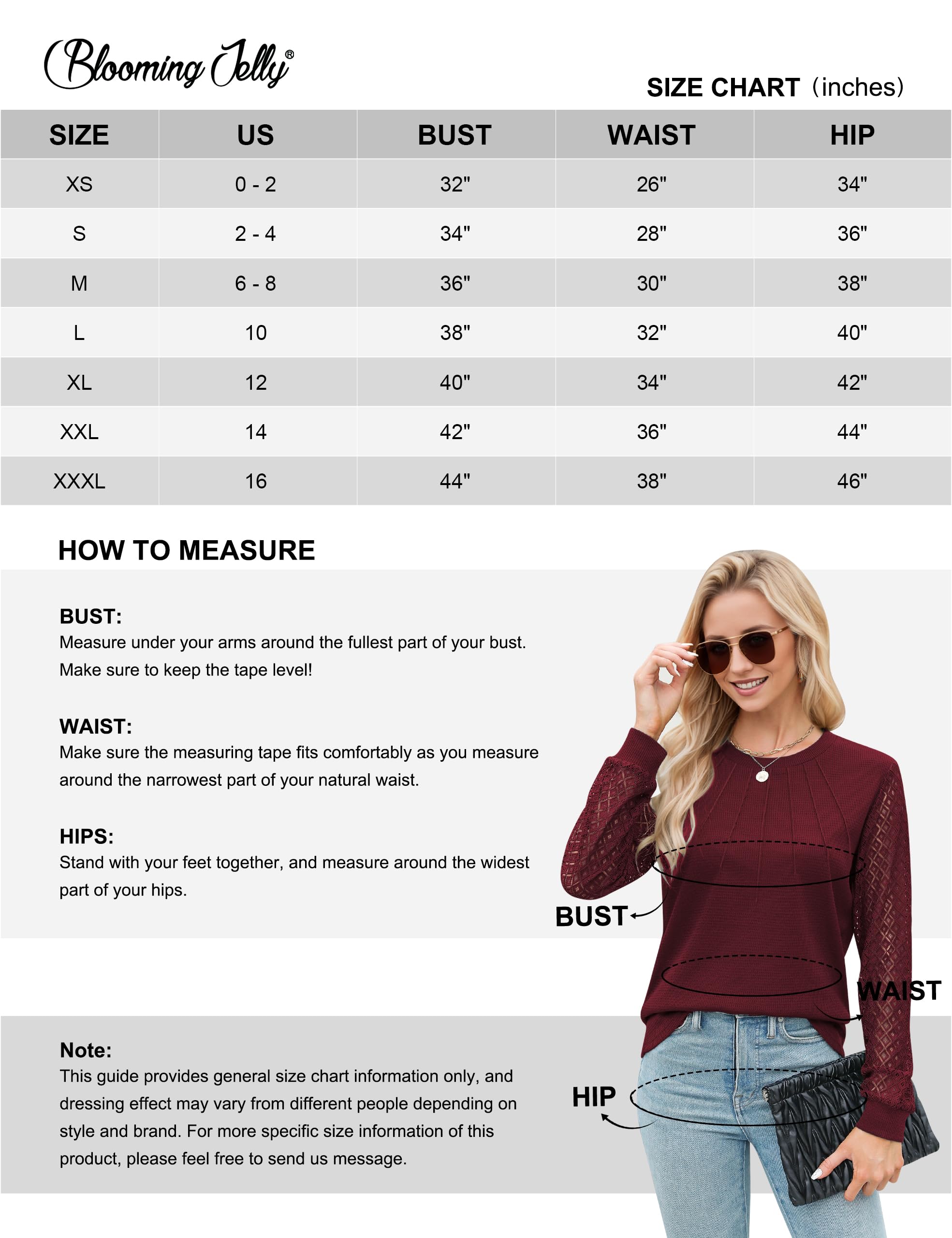 Blooming Jelly Women's Lace Long Sleeve Pleated Blouse - Waffle Knit Business Casual Top for Work & Fall Outfits | Perfect for Office Wear, Date Nights & Autumn Layering