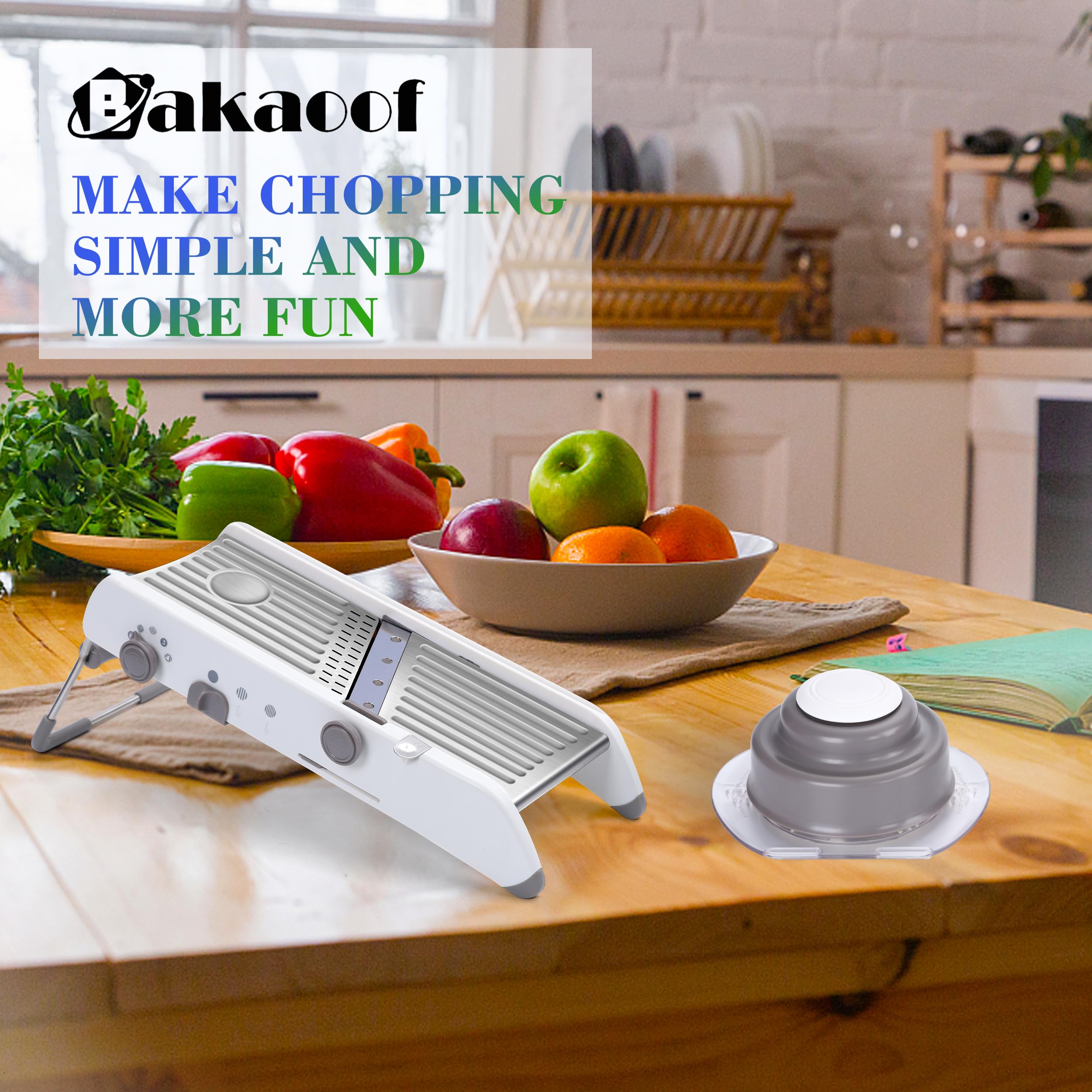 Premium Stainless Steel Mandoline Slicer - Adjustable Vegetable & Potato Slicer with French Fry & Waffle Cutter | Professional Kitchen Mandolin for Perfect Slicing, Dicing & Julienne | Ideal for Salads, Meal Prep & Healthy Cooking