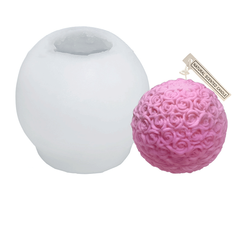 Premium Small Rose Ball Silicone Candle Mold - 73mm Height for DIY Soy Wax Candles, Home Decor, Wedding Centerpieces & Romantic Gifts