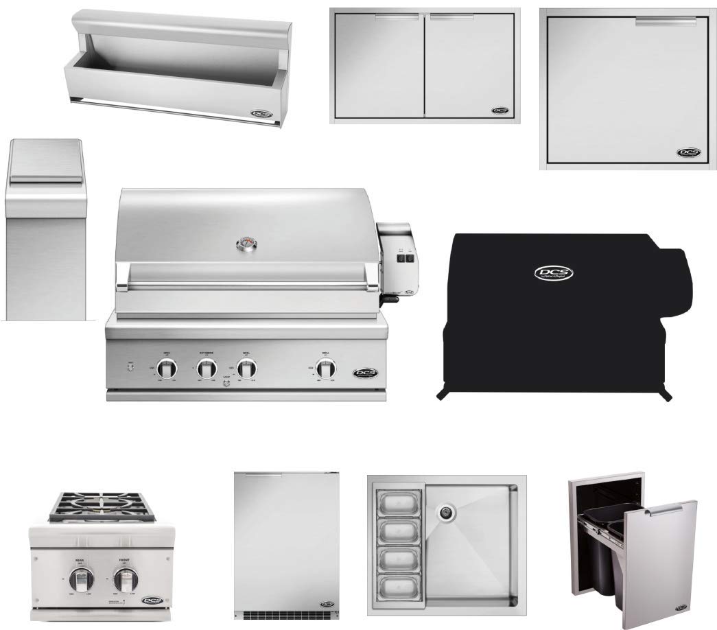 DCS Series 9 36-Inch 10-Piece Propane Gas Grill Outdoor Kitchen Package for Backyard BBQ, Patio Cooking & Entertaining
