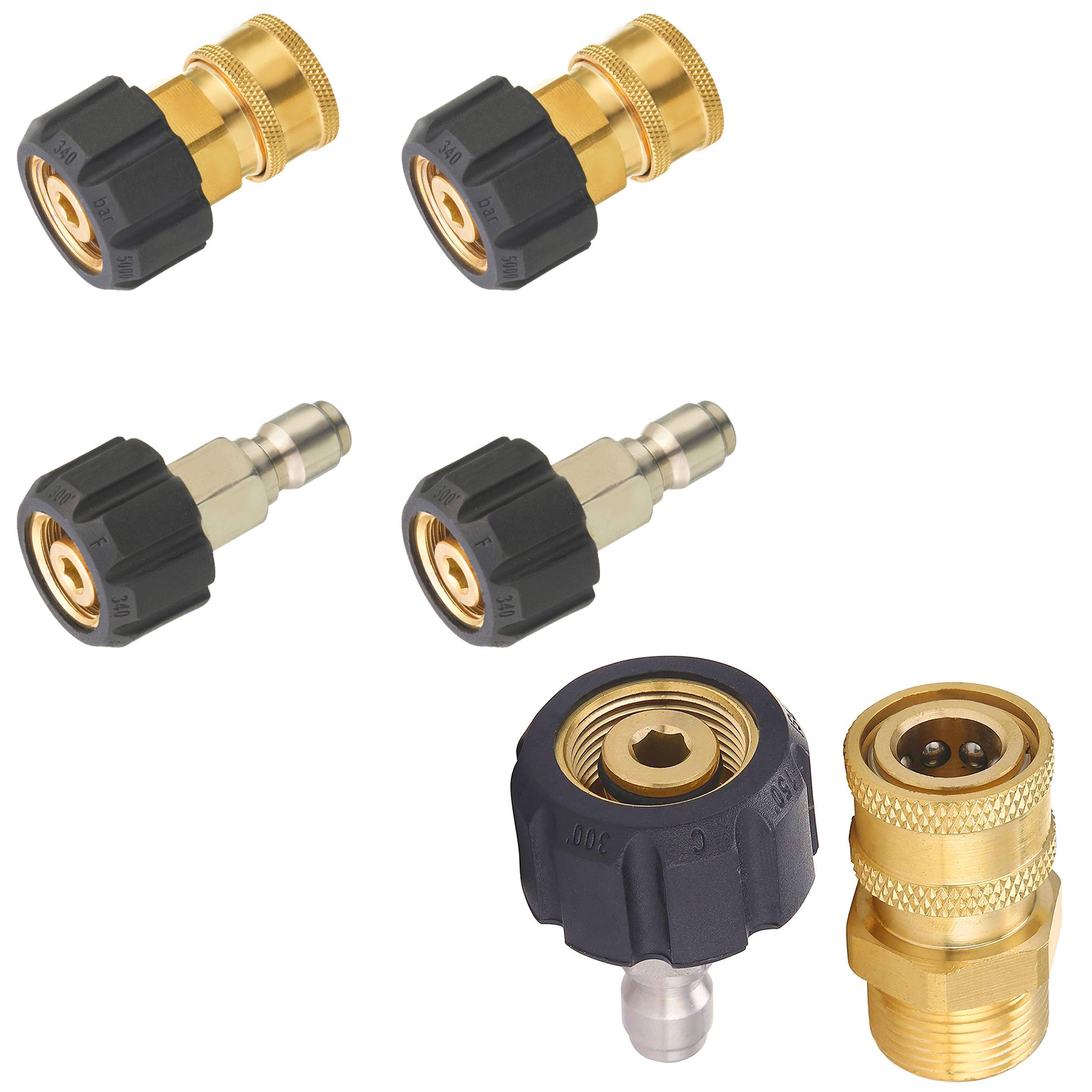 RIDGE WASHER Pressure Washer Adapter Set - Female M22 to 3/8 Quick Connect for Power Washer Hose, 5000 PSI - Perfect for Car Washing, Home Cleaning & Outdoor Equipment Maintenance