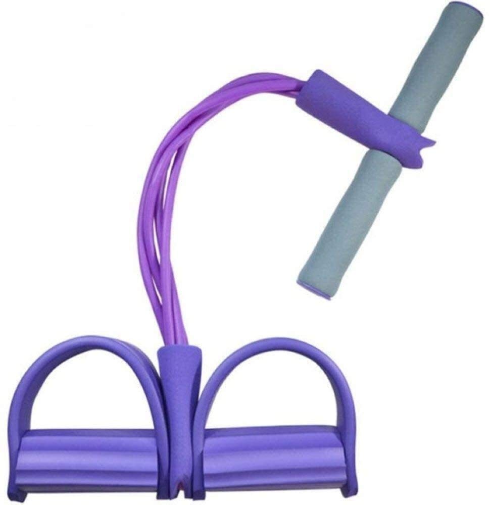 ZCM Pull Rope Exercise Bands - 4 Tube Strong Latex Resistance Bands for Fitness, Yoga, Sit-Ups & Strength Training - Purple Workout Equipment for Women & Men - Perfect for Home Gym, Physical Therapy & Full-Body Toning