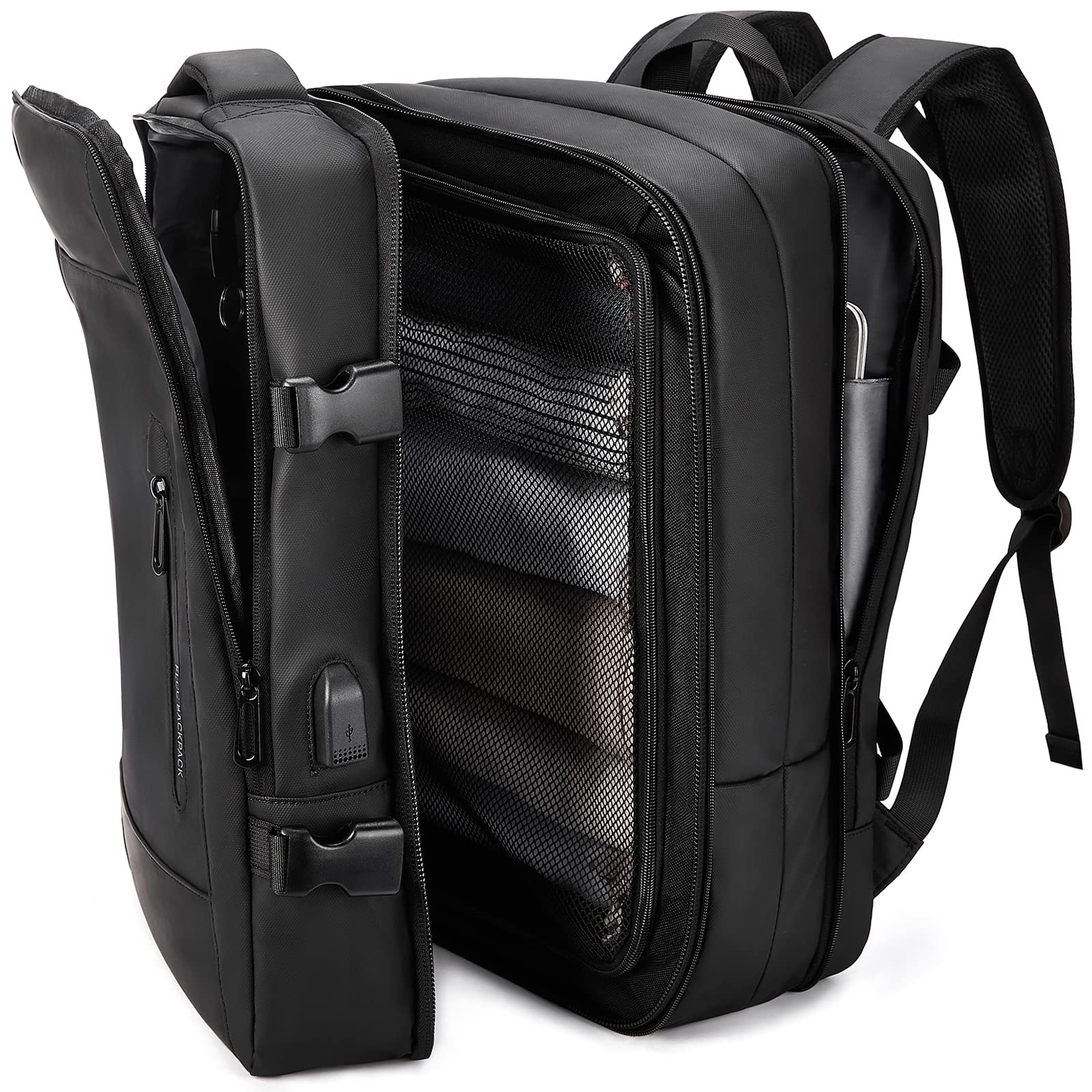WONHOX Large Expandable Travel Backpack for Men & Women - 40L Waterproof Carry On Backpack, Airline Approved Flight Bag, Laptop Backpack for Business Travel, Weekender & Overnight Trips - Perfect for Commuting, Camping & Outdoor Adventures