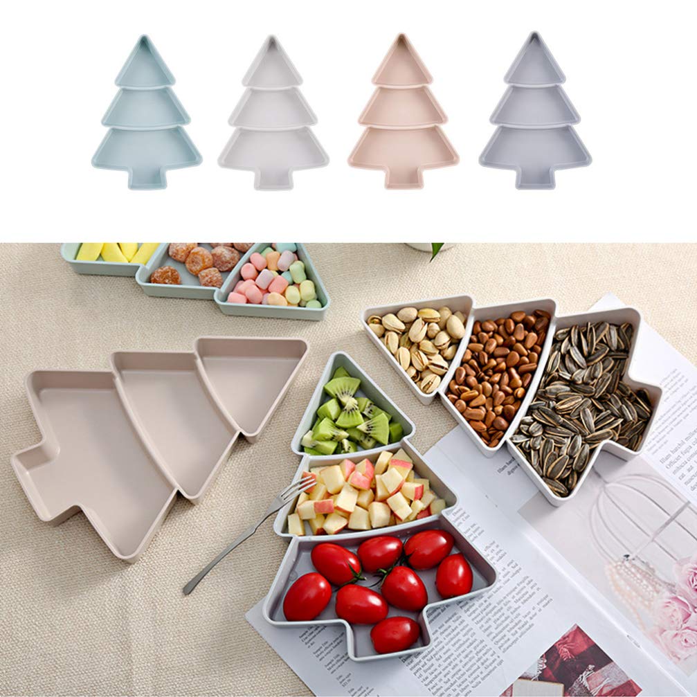 Christmas Tree Serving Platter - Pink Plastic Appetizer Tray for Snacks & Candy - Holiday Party Dinnerware for Festive Gatherings
