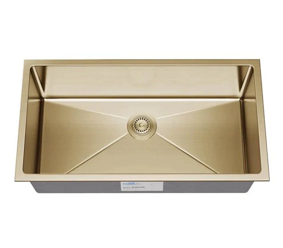 Allora USA KH 3018 R15 GL Gold Undermount Kitchen Sink 30 x 18 x 10 Inches - Tight Radius Large Bowl for Modern Homes & Restaurant Use