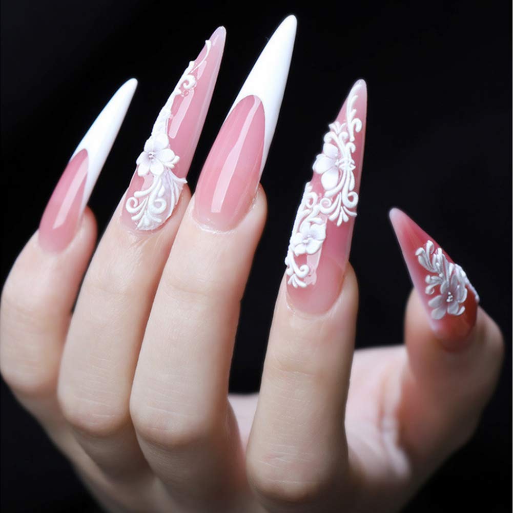 YIMART 500pcs Acrylic Medium Long Stiletto Nail Tips - Easy Coffin Nails, Sharp False Nail Art Tips for Professional Salon & DIY Manicure at Home (Clear Bag Packaging) - Perfect for Parties, Weddings & Special Occasions
