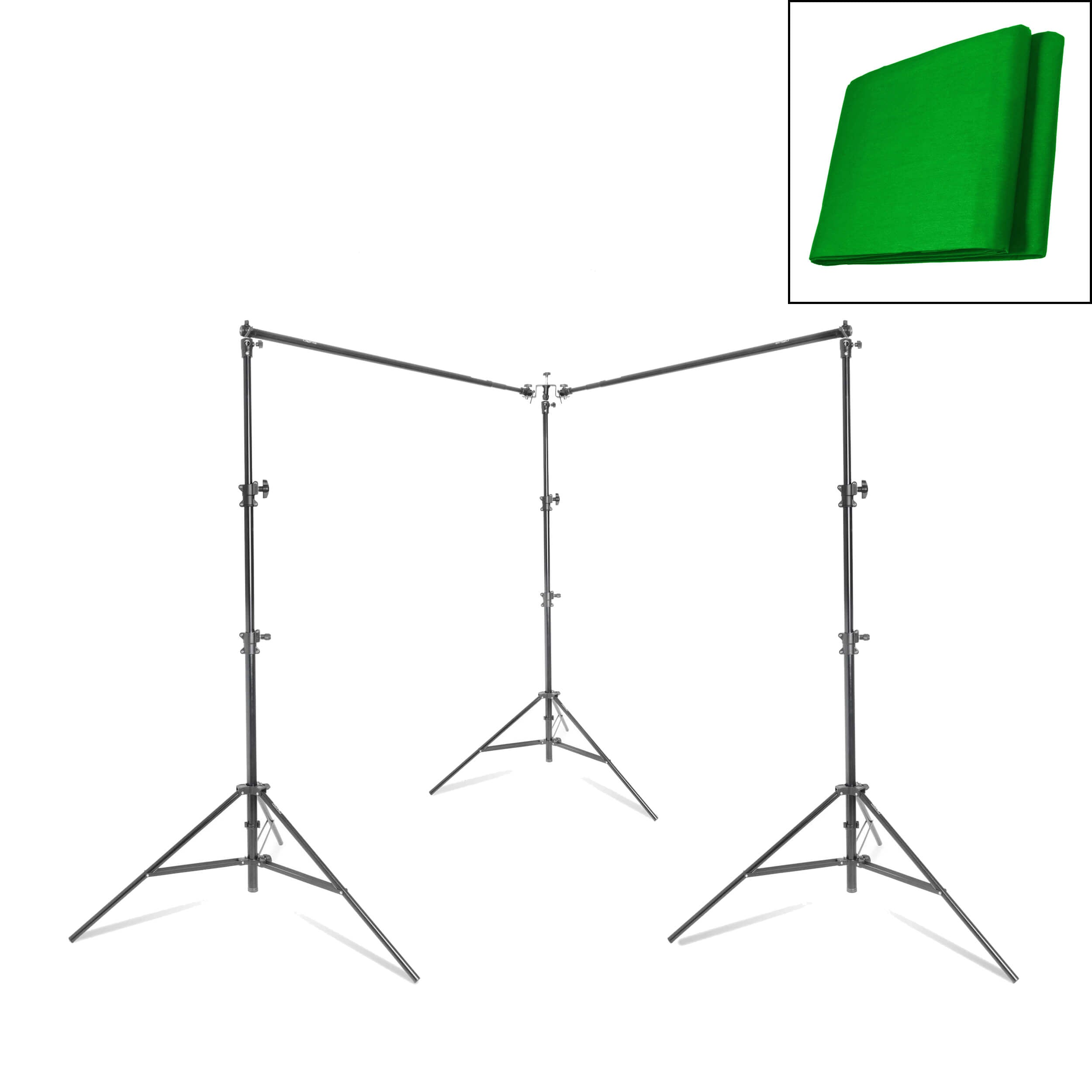 Professional Green Muslin Backdrop with Double Telescopic Support Stand Kit - Perfect for Photography, Videography, and Studio Backgrounds
