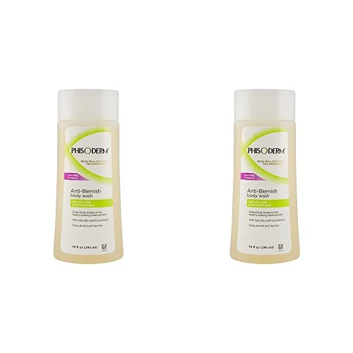 Phisoderm Anti-Blemish Body Wash for Acne-Prone Skin - 10 Oz (2 Pack) | Gentle Cleanser for Back & Body Breakouts | Perfect for Teens & Adults with Oily or Sensitive Skin