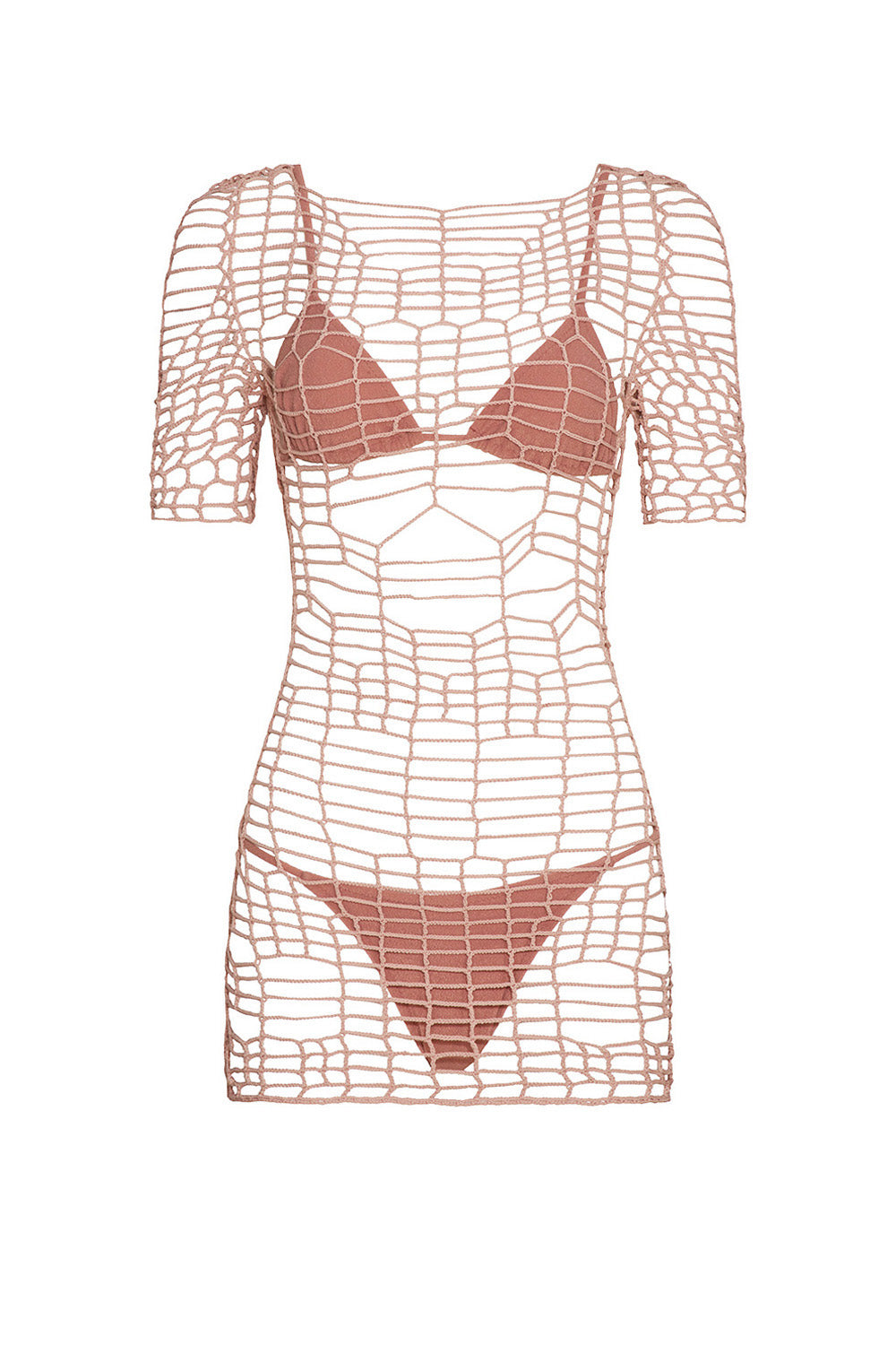 Elegant Gal Crochet Dress in Blush Pink - Perfect for Summer Weddings, Beach Vacations & Boho Chic Outfits